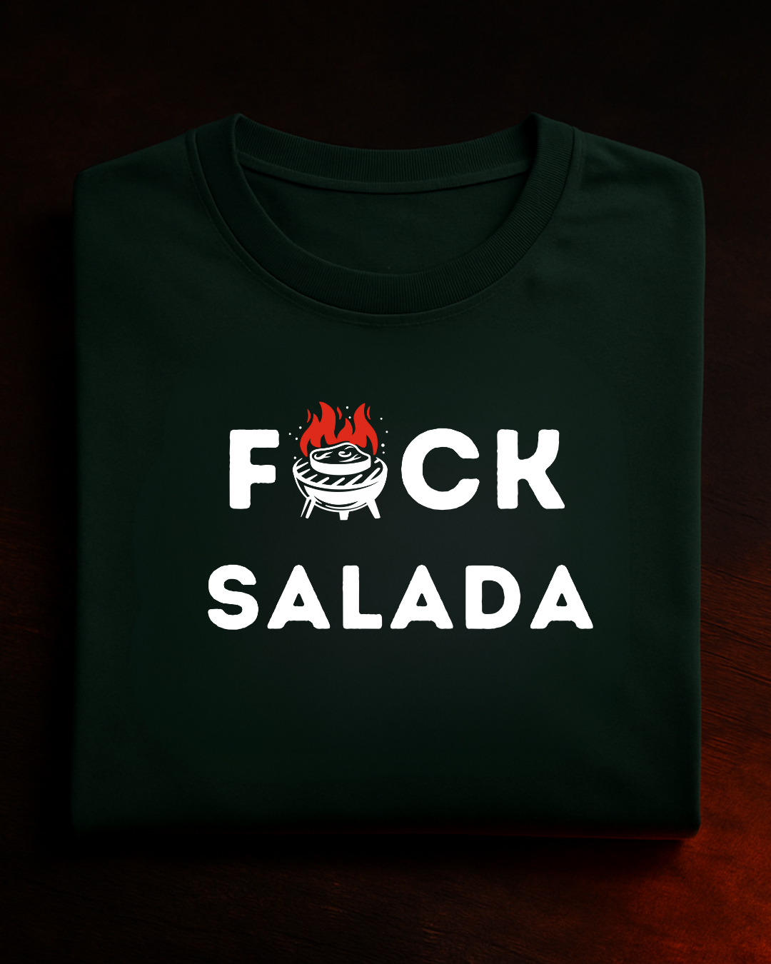 Camiseta F*CK Salada Smokey Masculina Preta Algodão 100% Estampa Churrasco Tamanhos P ao 4G