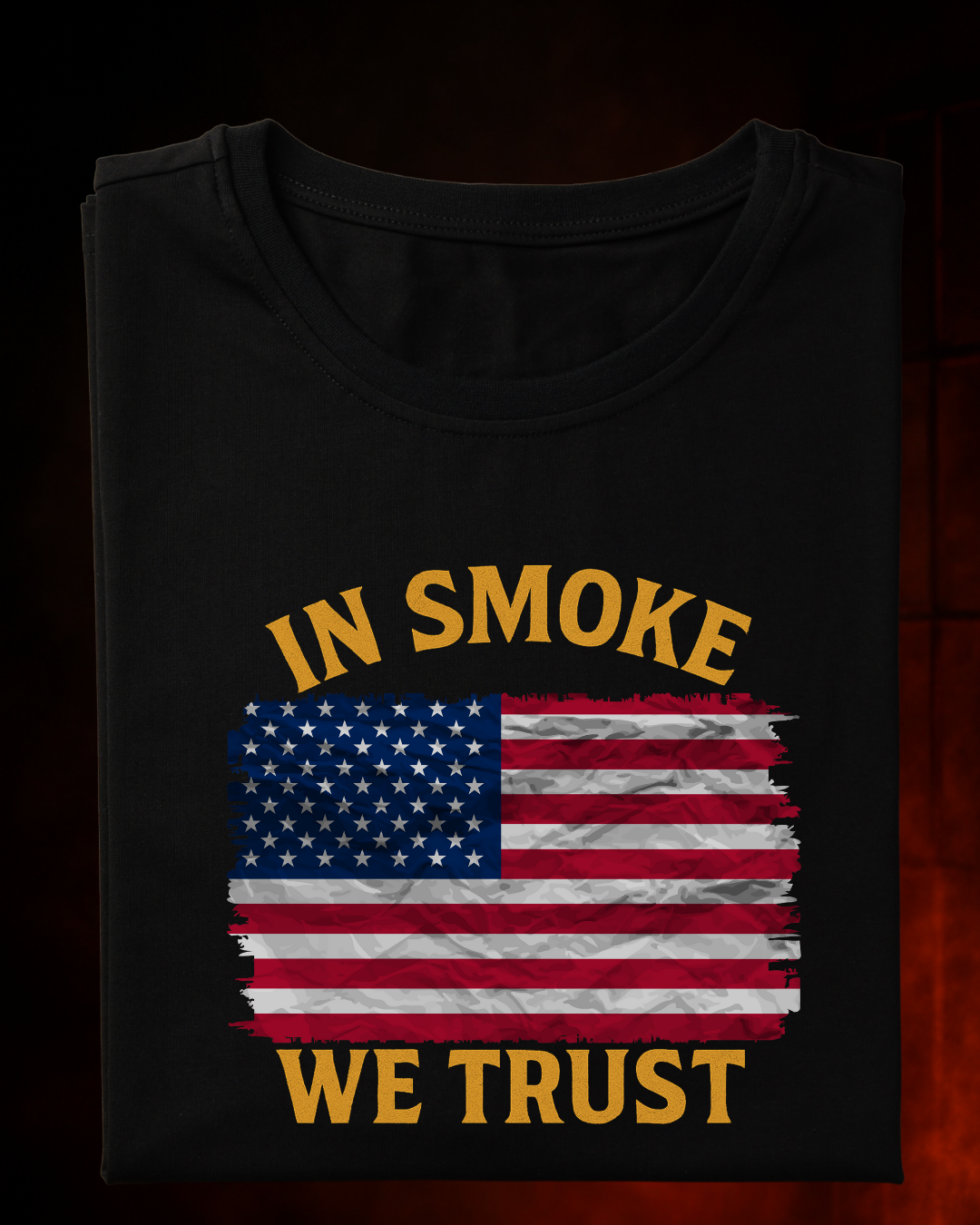 Camiseta IN SMOKE WE TRUST Masculina Preta/Branca Algodão 100% Estampa Churrasco