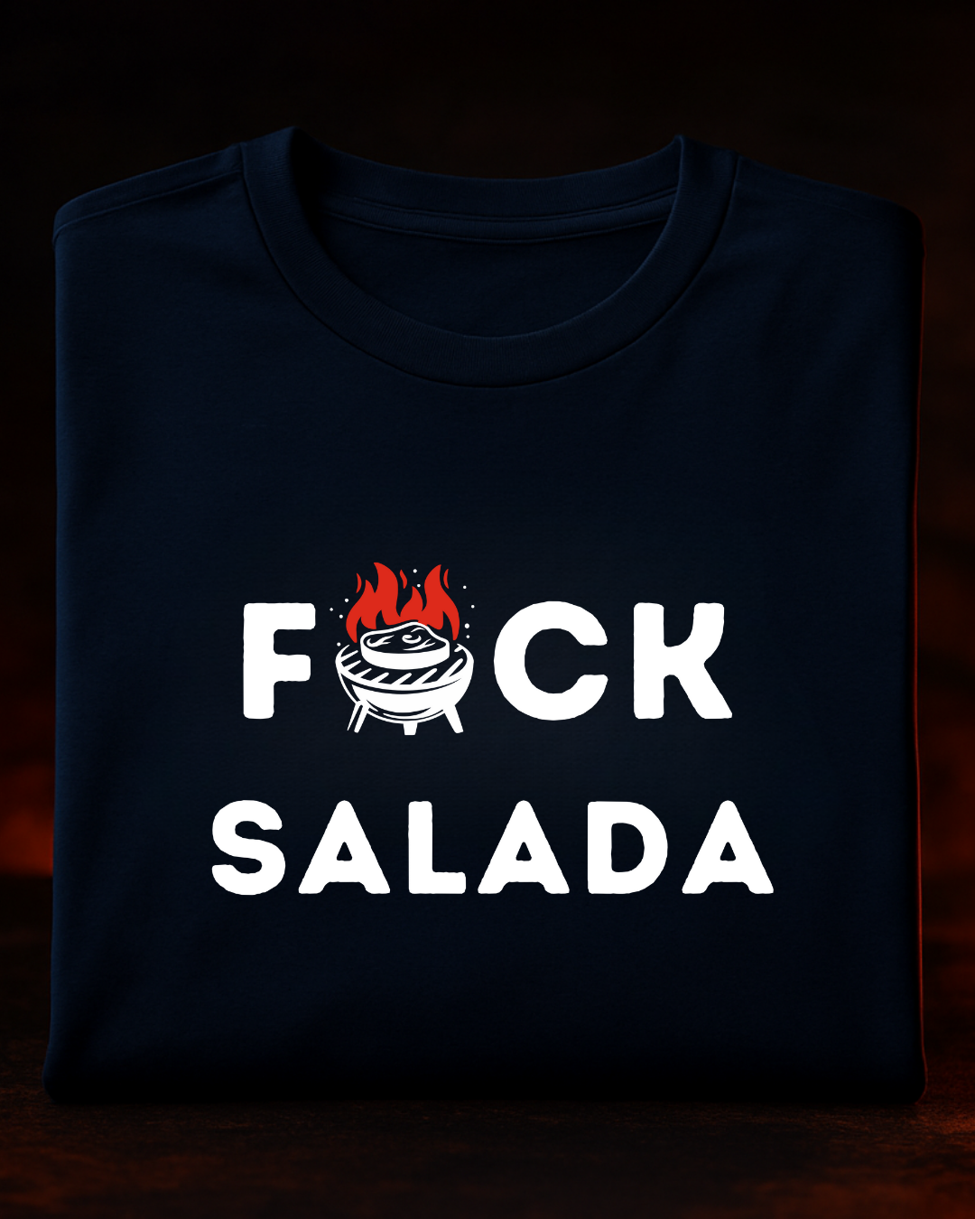 Camiseta F*CK Salada Smokey Masculina Preta Algodão 100% Estampa Churrasco Tamanhos P ao 4G