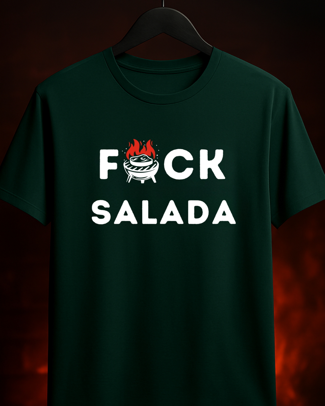 Camiseta F*CK Salada Smokey Masculina Preta Algodão 100% Estampa Churrasco Tamanhos P ao 4G