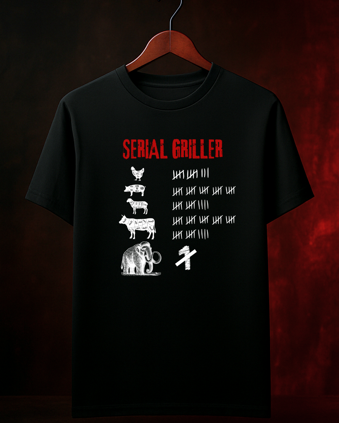 Camiseta Serial Griller Smokey Masculina Preta Algodão 100% Estampa Churrasco Tamanhos P ao 4G