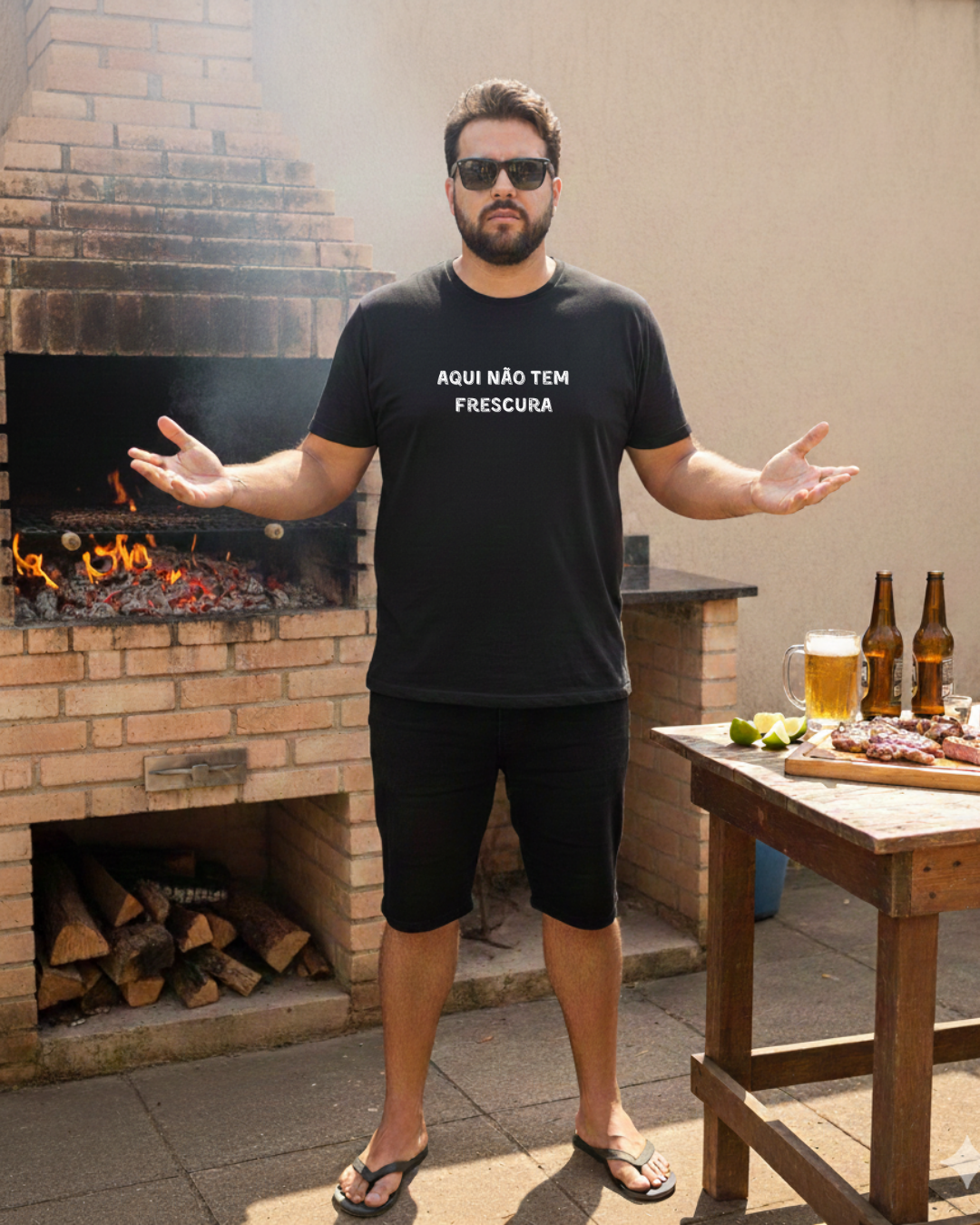 Camiseta Sem Frescura churrasco raiz preta masculina - Smokey Wear