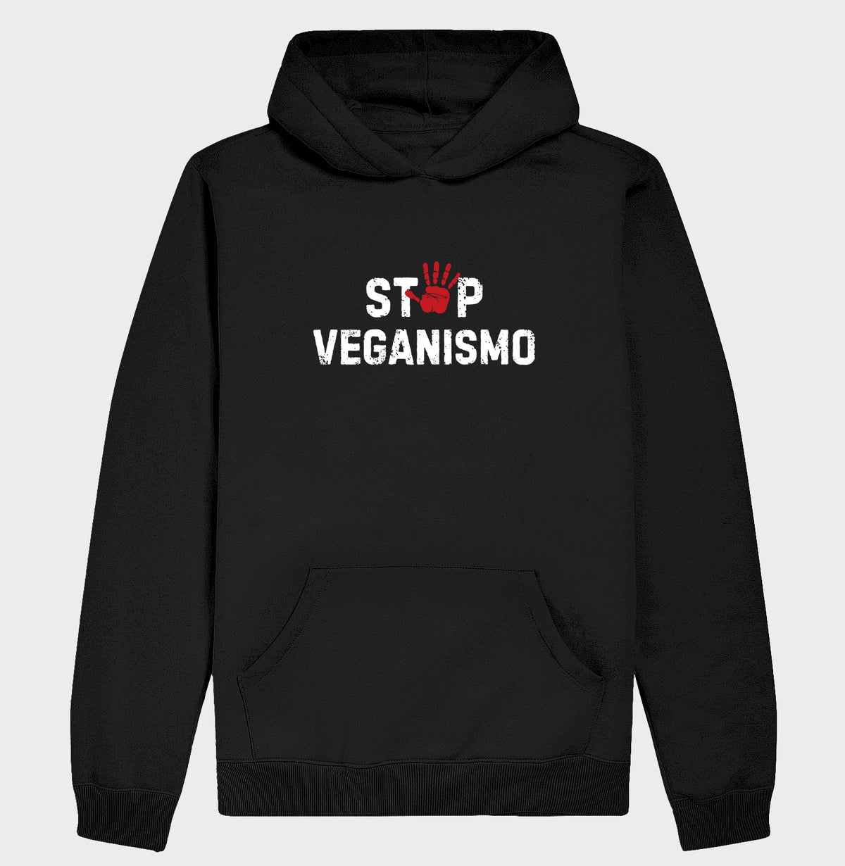 🔥 MOLETOM "STOP VEGANISMO" — Preto | 100% Algodão | Tamanhos PP ao 3G 🔥