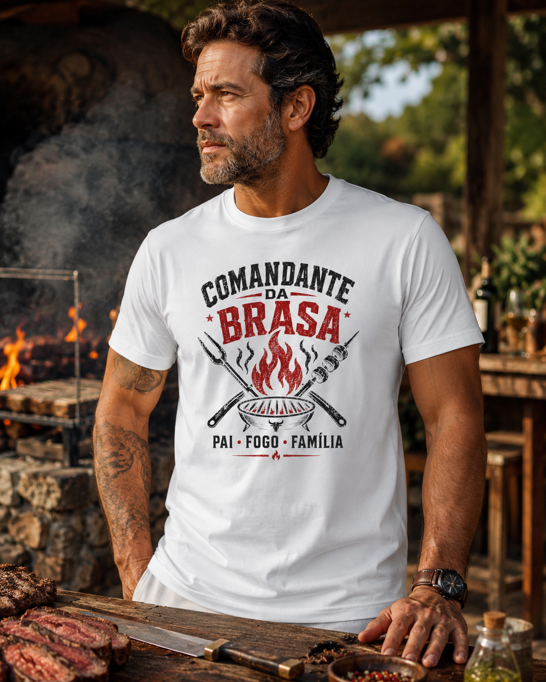 Camiseta Comandante da Brasa (Branca) | Snokey Wear
