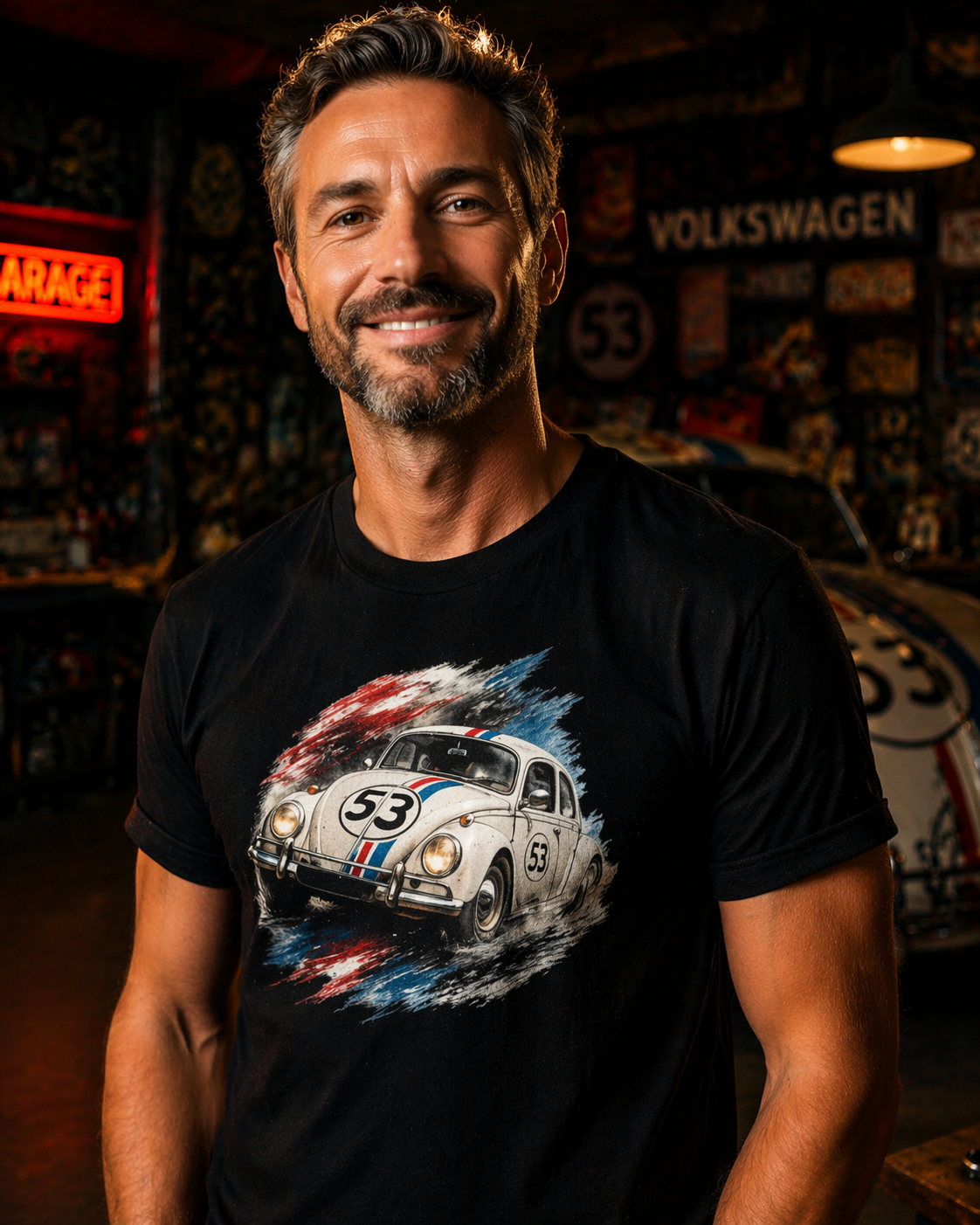Camiseta Herbie 53 Movimento fusca clássico preta branca - Smokey Wear