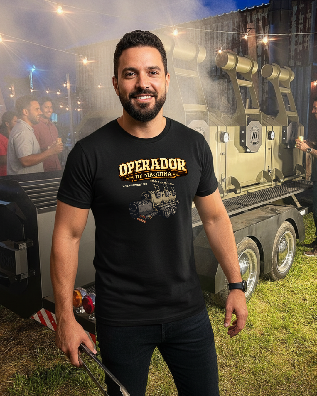 Camiseta Operador de Máquina agro equipamento preta masculina - Smokey Wear