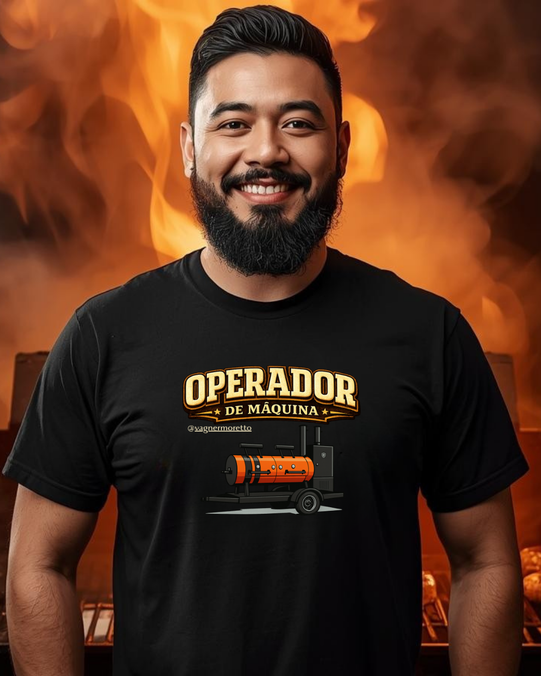 Camiseta Operador de Fogo churrasco pitmaster preta masculina - Smokey Wear