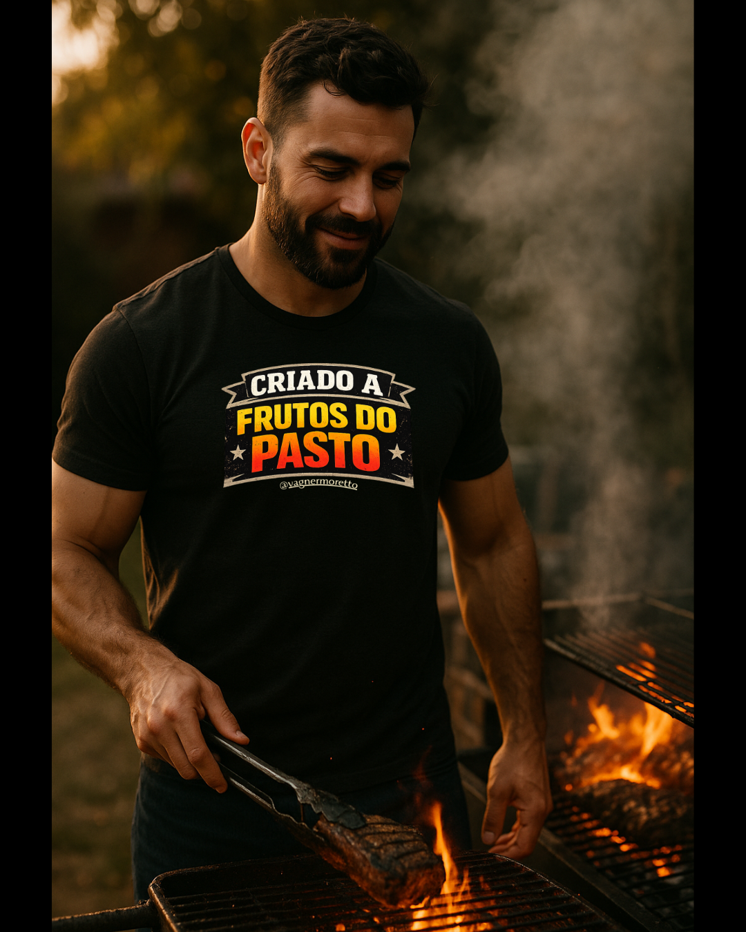 Camiseta Criado a Frutos do Pasto 2 agro carnívoro preta - Smokey Wear