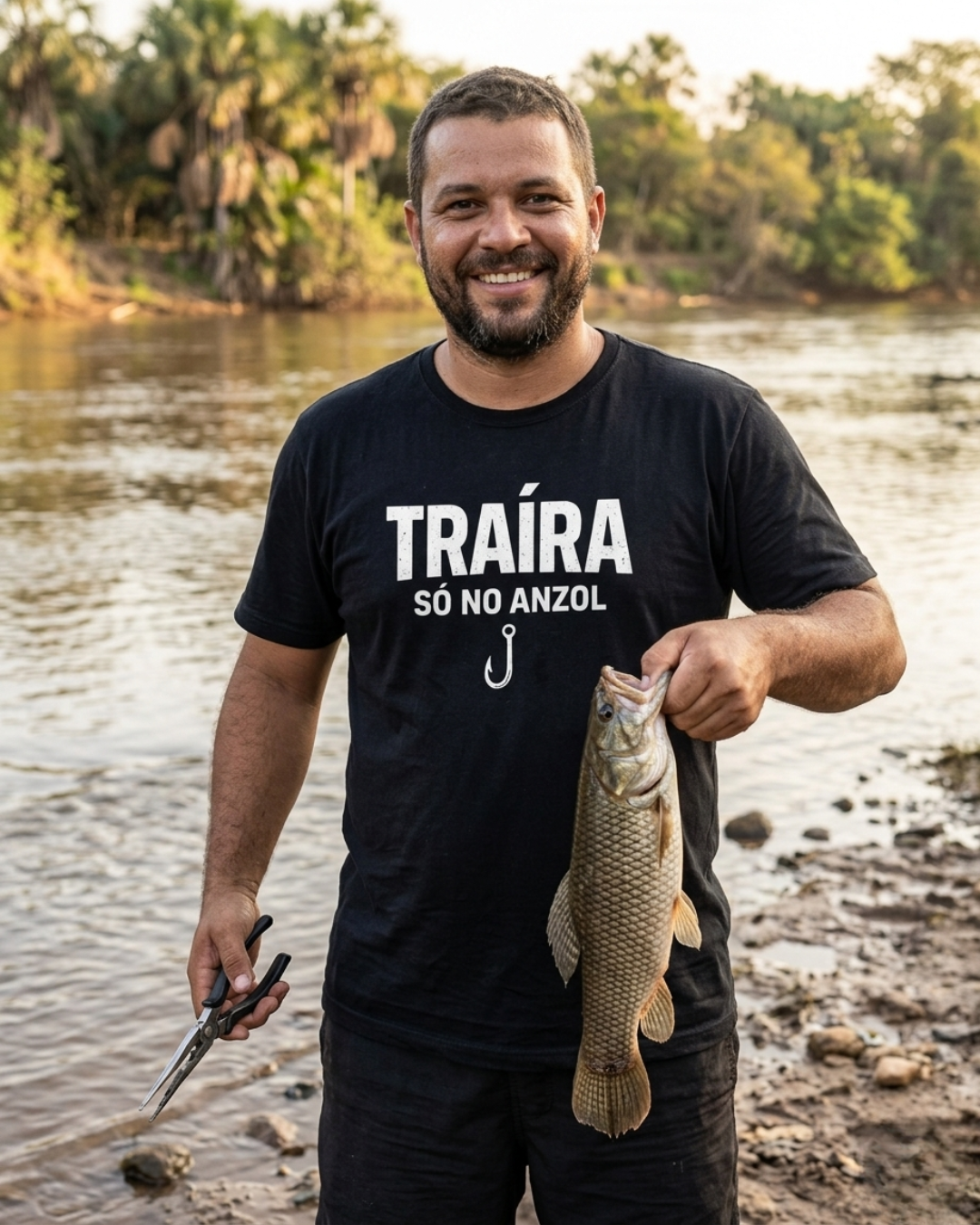 Camiseta Especialista em Traíra pesca preta masculina - Smokey Wear