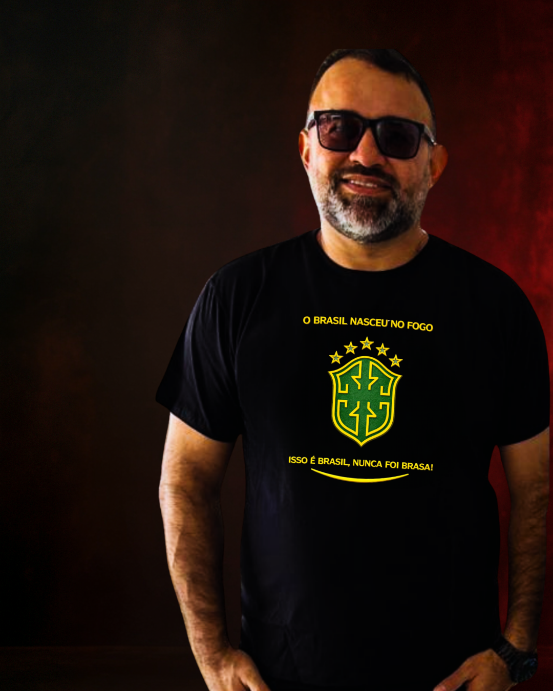 Camiseta “BRASIL NUNCA FOI BRASA” | Preta, Braca, Verde e Azul Marinho | 100% Algodão | PP ao 4G