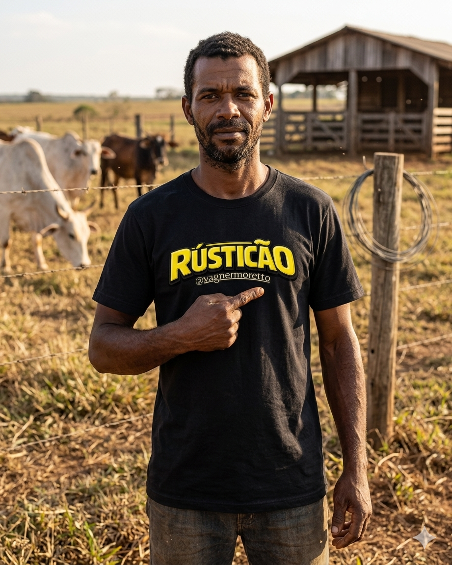 Camiseta “RÚSTICÃO OFICIAL” | Preta | 100% Algodão | P ao 4G