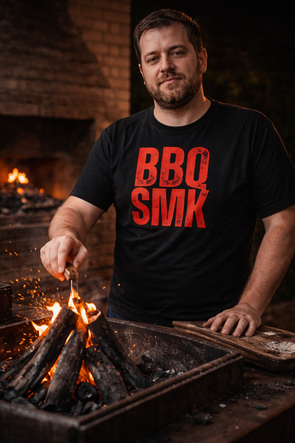Camiseta BBQ SMK Red churrasco preta masculina - Smokey Wear