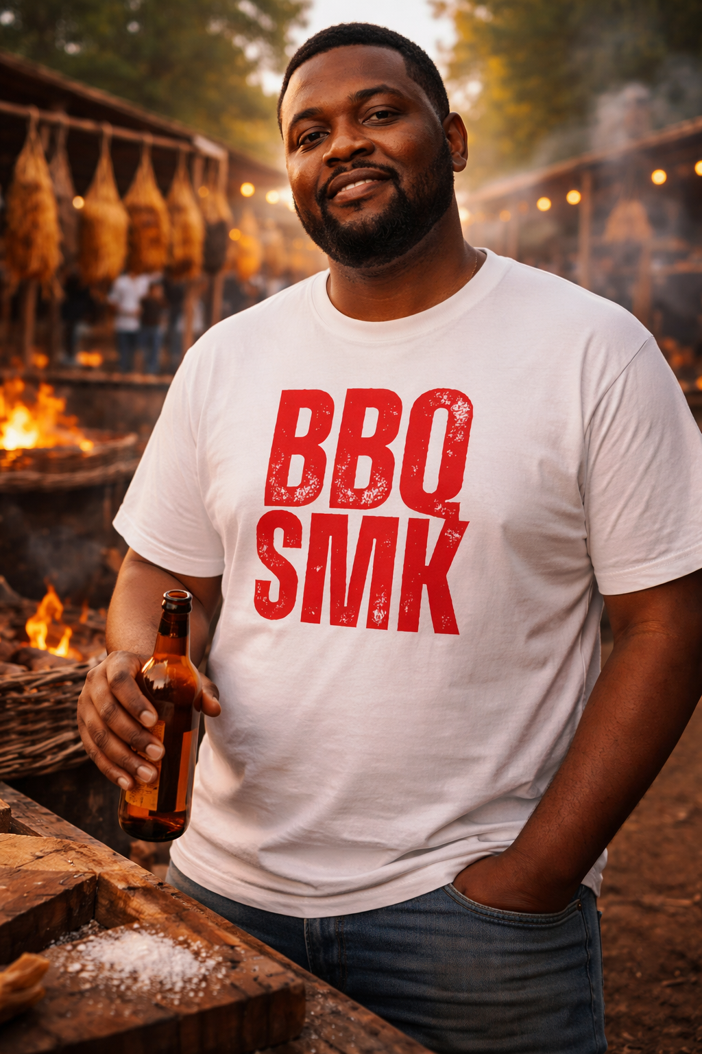 Camiseta BBQ SMK Red modelo churrasco festival - Smokey Wear