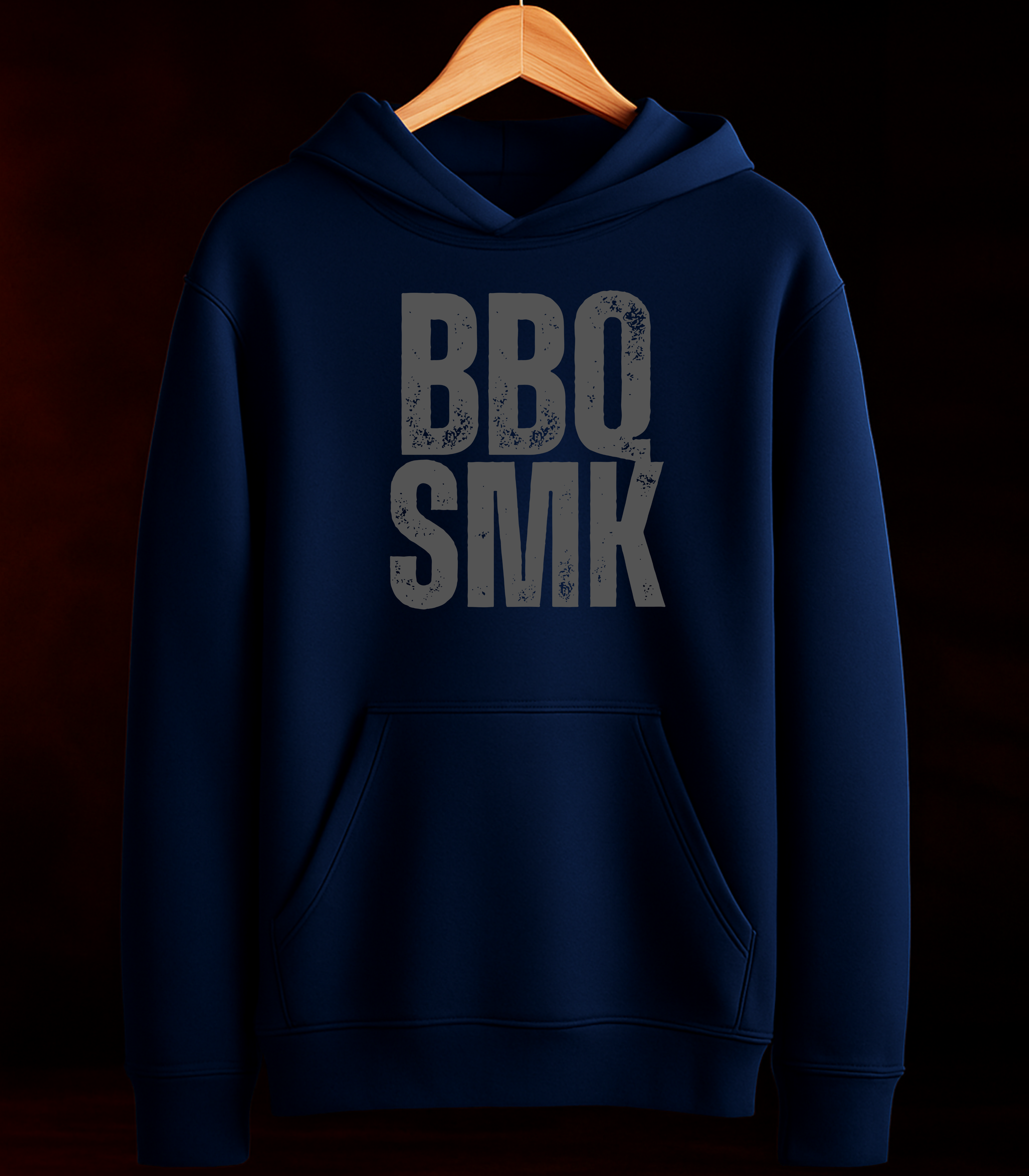 Moletom BBQ SMK Gray hoodie marinho detalhe - Smokey Wear