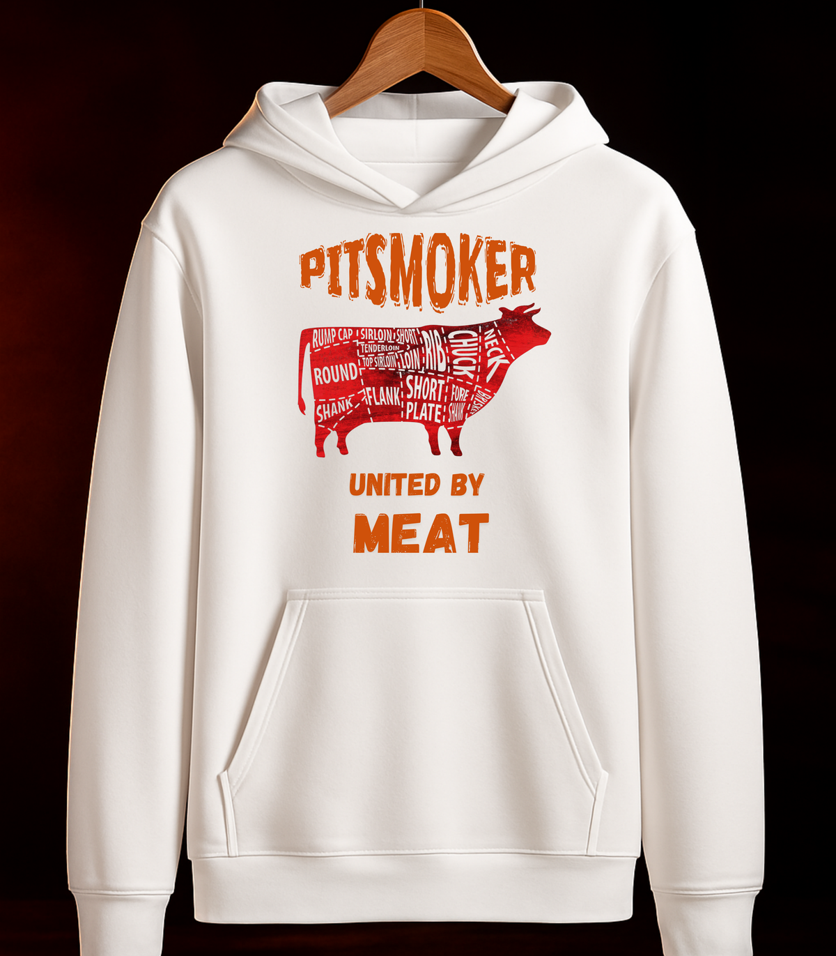 🔥 MOLETOM "PITSMOKER – UNITED BY MEAT" — Preto ou Branco | 100% Algodão | Tamanhos PP ao 3G 🔥