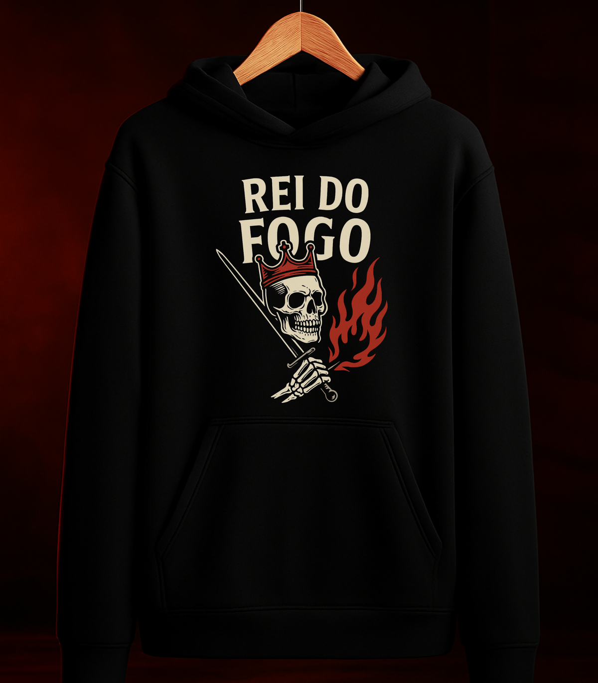 🔥 MOLETOM "REI DO FOGO" — Preto | 100% Algodão | Tamanhos PP ao 3G 🔥