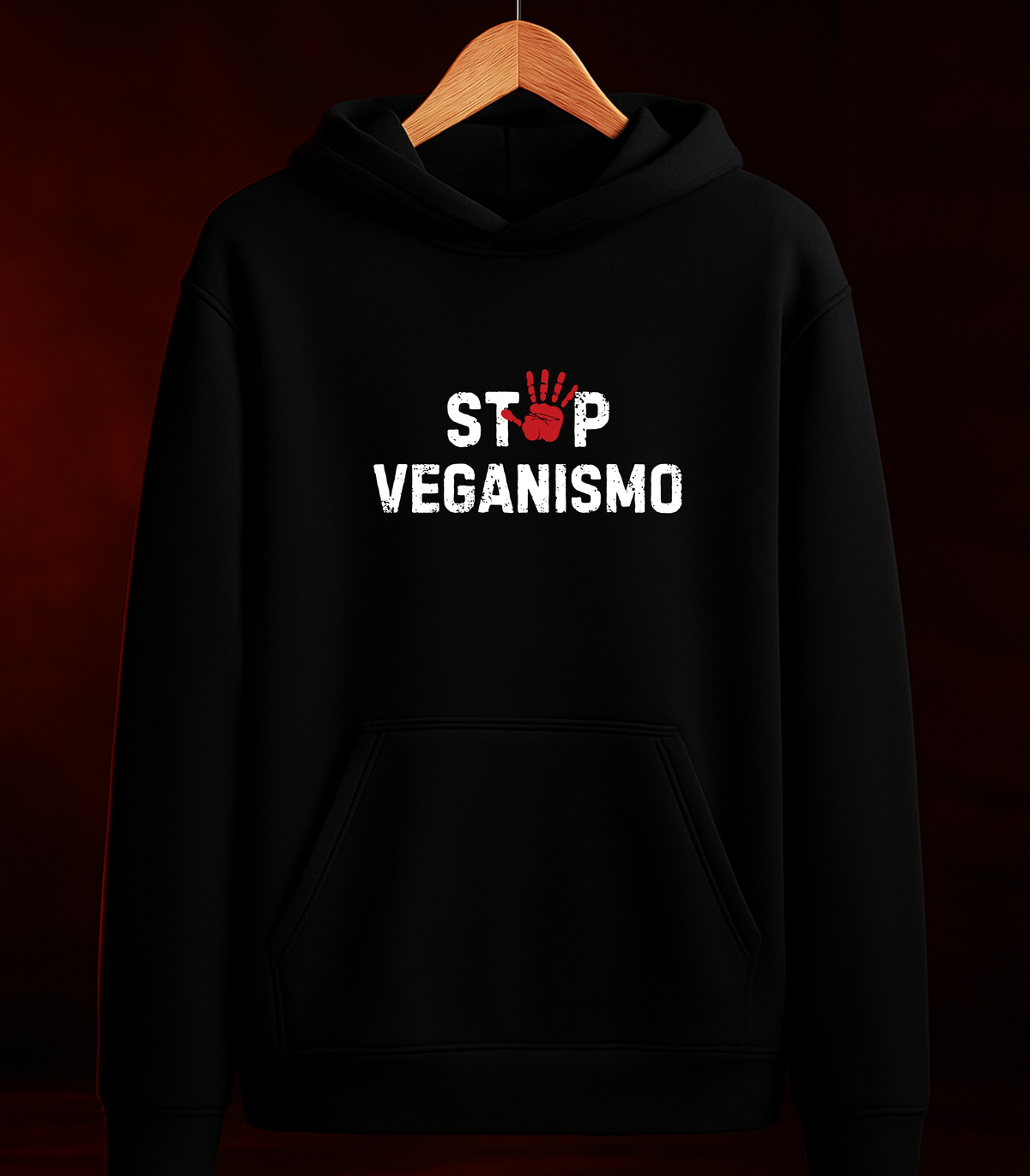 🔥 MOLETOM "STOP VEGANISMO" — Preto | 100% Algodão | Tamanhos PP ao 3G 🔥