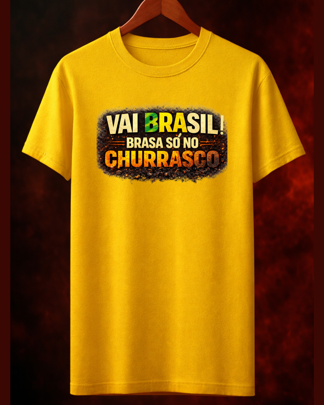 Camiseta Brasa só no Churrasco mockup vista frontal - Smokey Wear