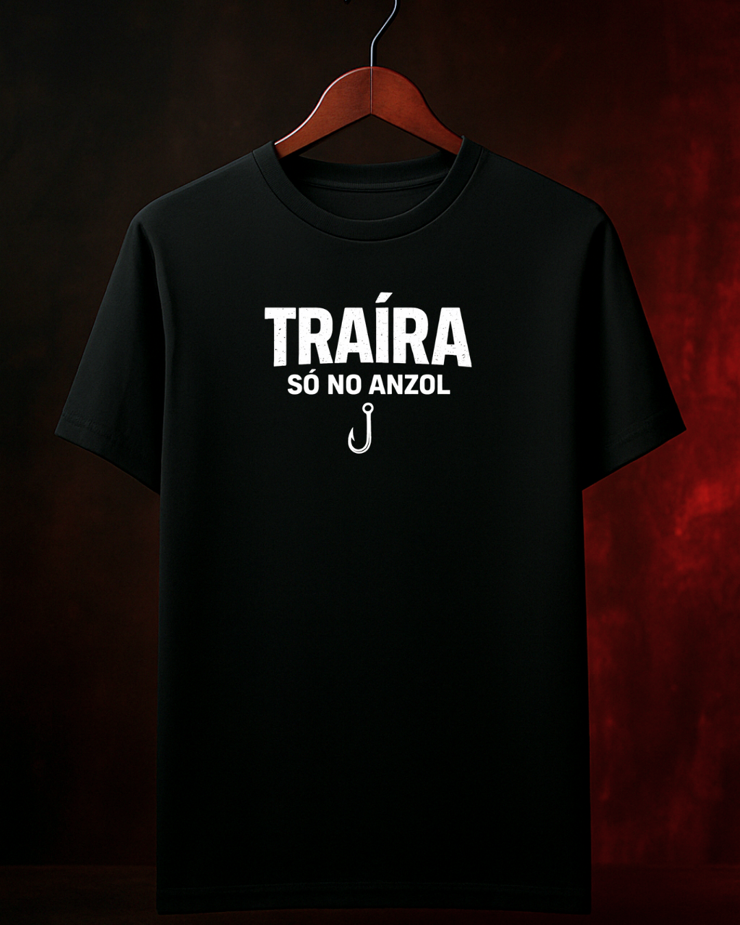 Camiseta Especialista em Traíra preta mockup vista frontal - Smokey Wear