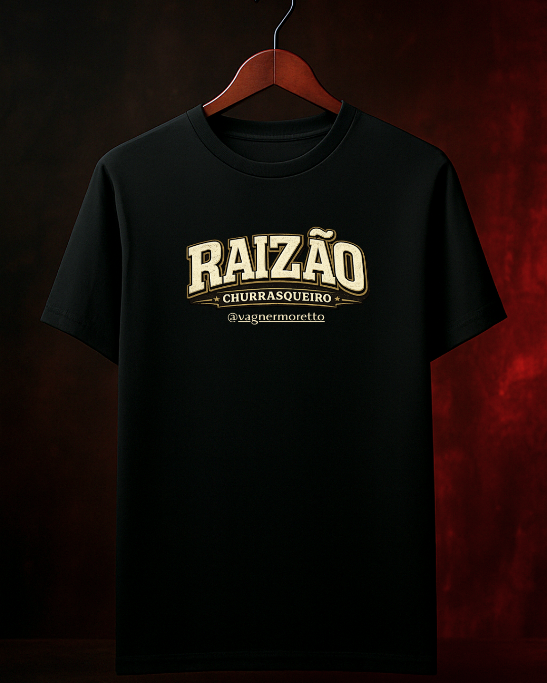 Camiseta Churrasqueiro Raizão mockup vista frontal - Smokey Wear