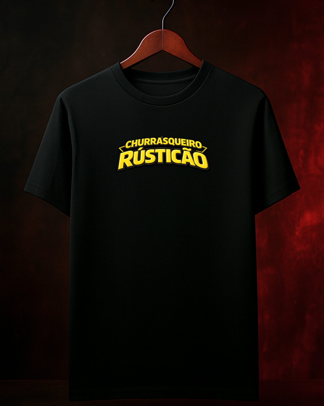 Camiseta “CHURRASQUEIRO RÚSTICÃO” | Preta ou Branca | 100% Algodão | P ao 4G