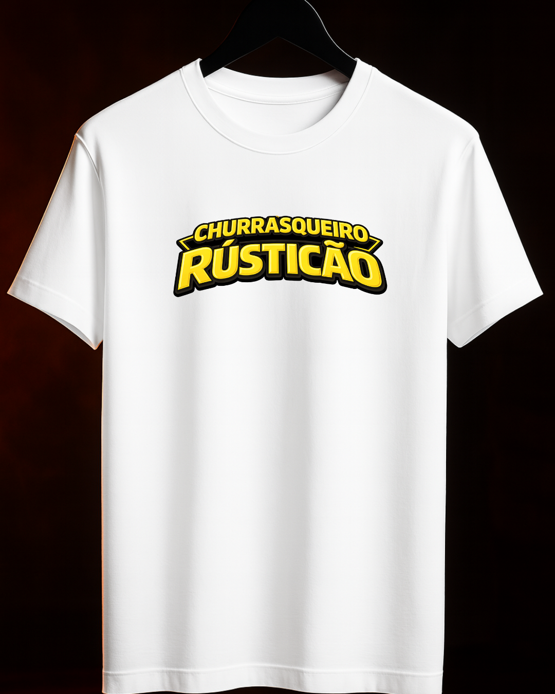 Camiseta Churrasqueiro Rústicão branca detalhe - Smokey Wear
