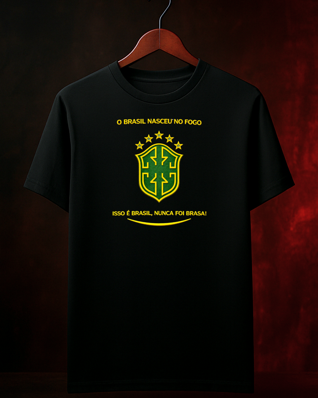 Camiseta Brasil Nunca Foi Brasa mockup vista frontal - Smokey Wear