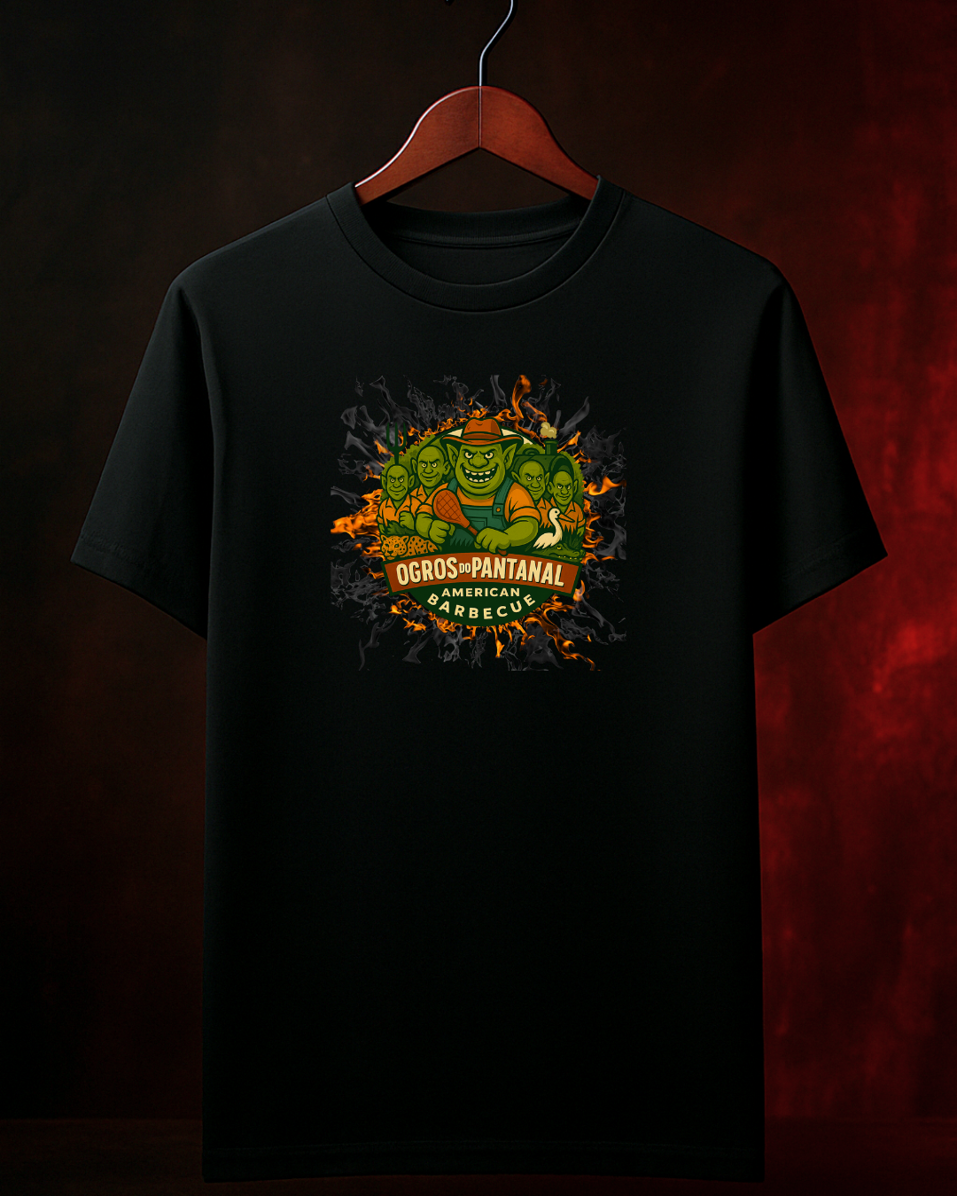 🔥 CAMISETA "OGRO FIRE EDITION" — Preta | 100% Algodão Premium | Tamanhos PP ao 4G 🔥