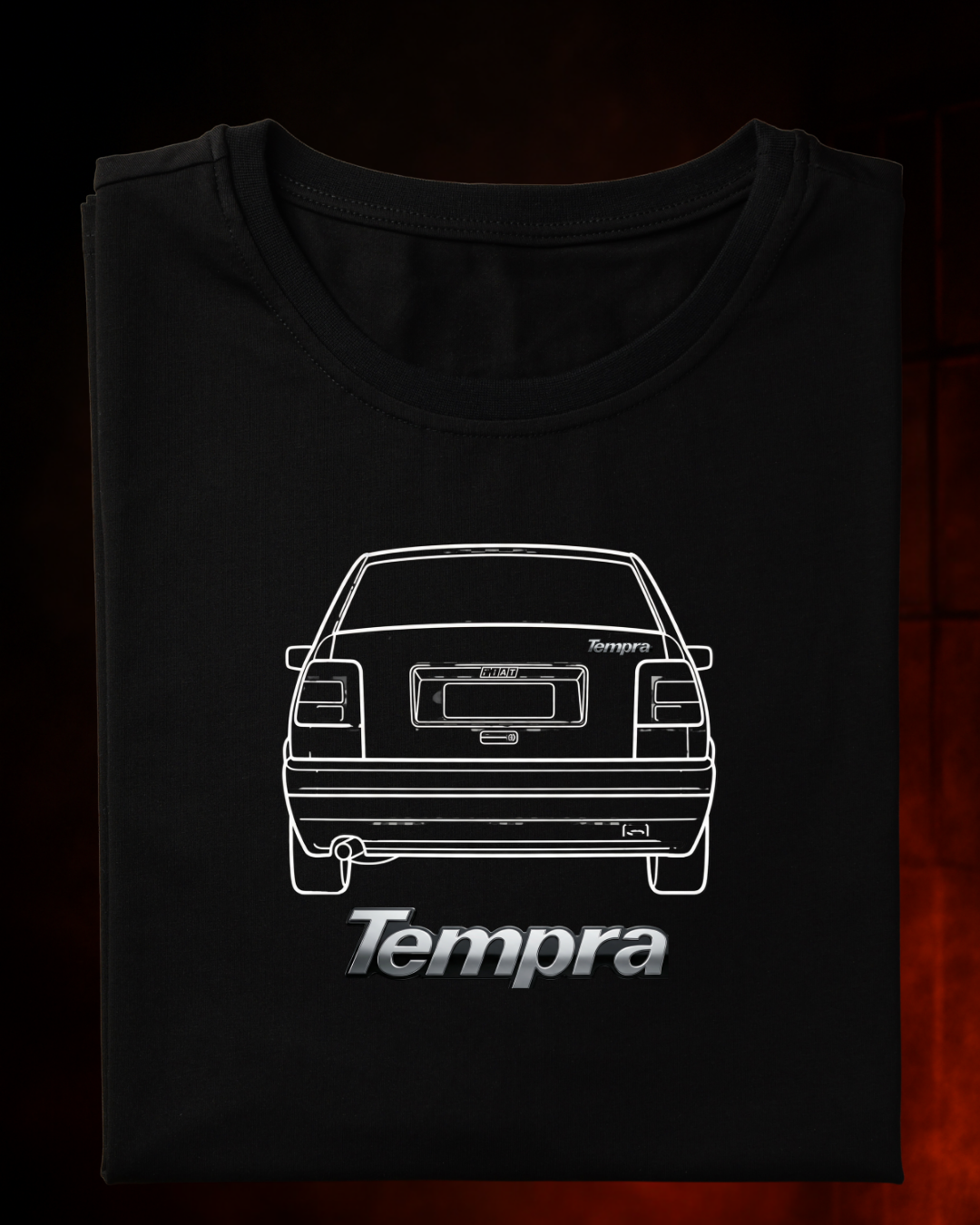 🔥 CAMISETA “FIAT TEMPRA — Traseira Line Art” — PRETA | 100% ALGODÃO | TAMANHOS P AO 4G 🔥