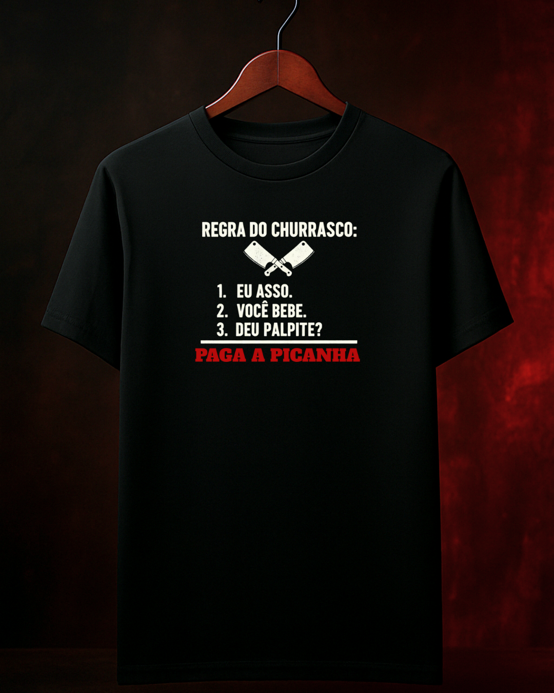 Camiseta Regra do Churrasco Preta detalhe estampa - Smokey Wear
