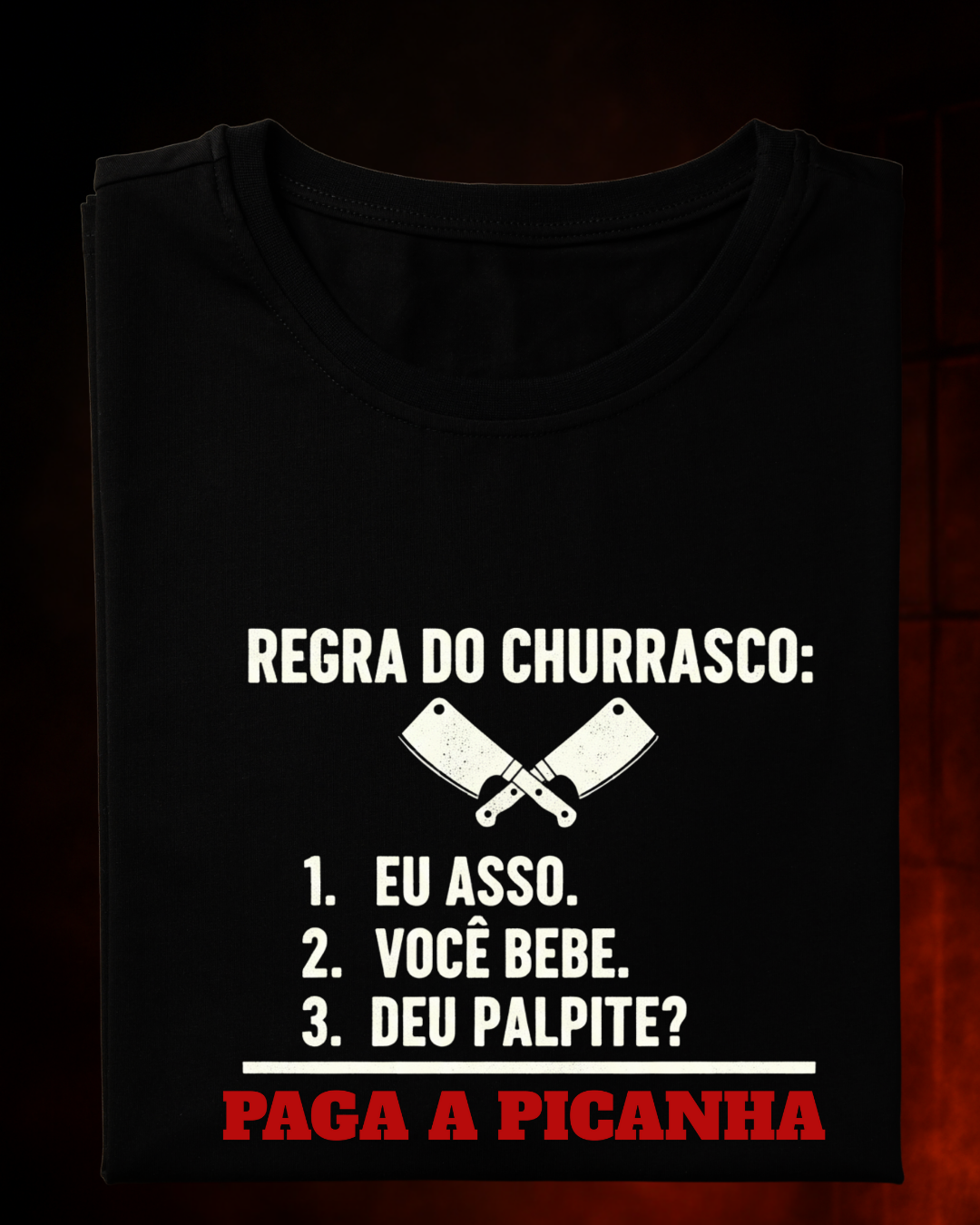 Camiseta Regra do Churrasco Preta vista frontal - Smokey Wear