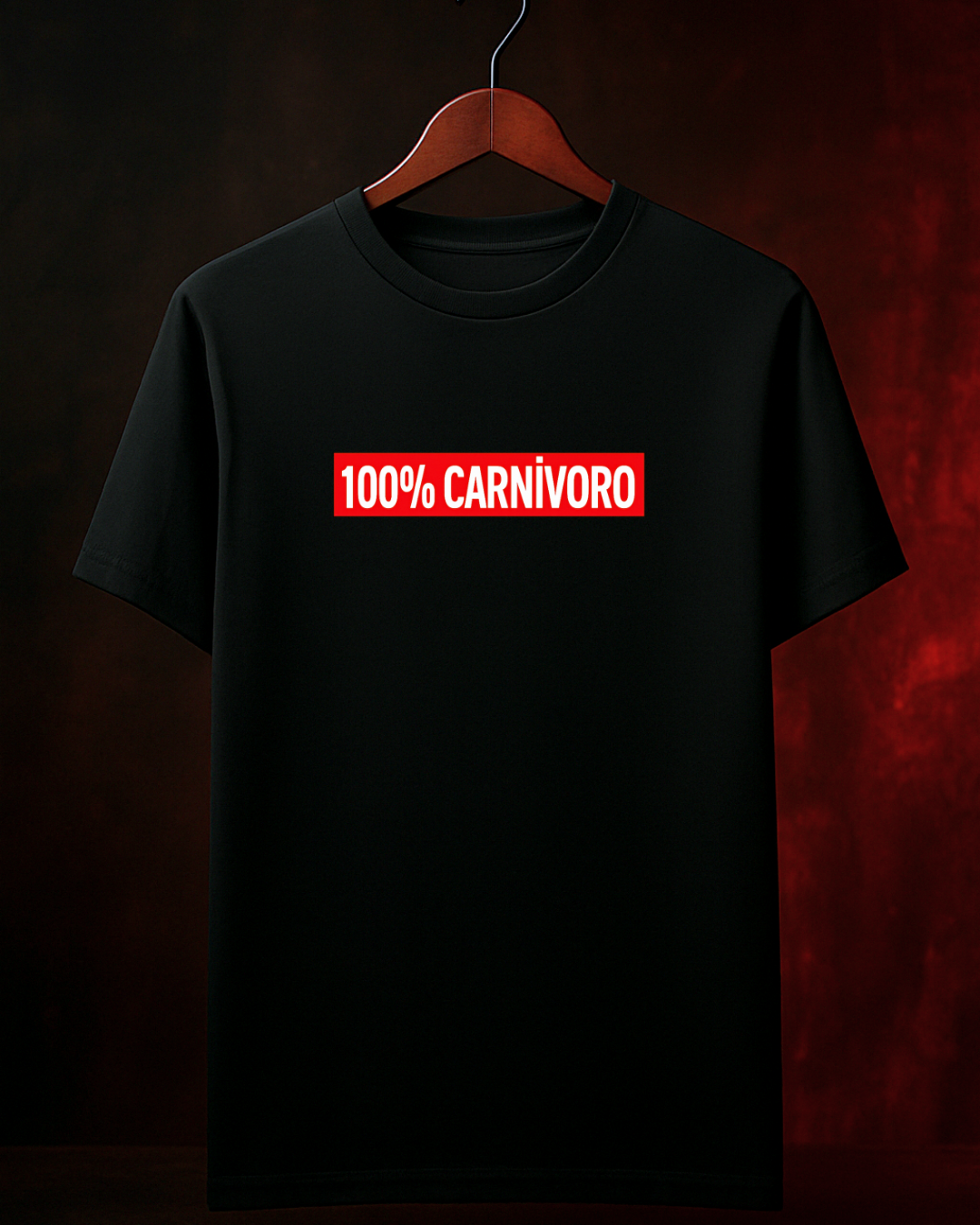 Camiseta 100% Carnívoro Absoluto branca detalhe estampa - Smokey Wear