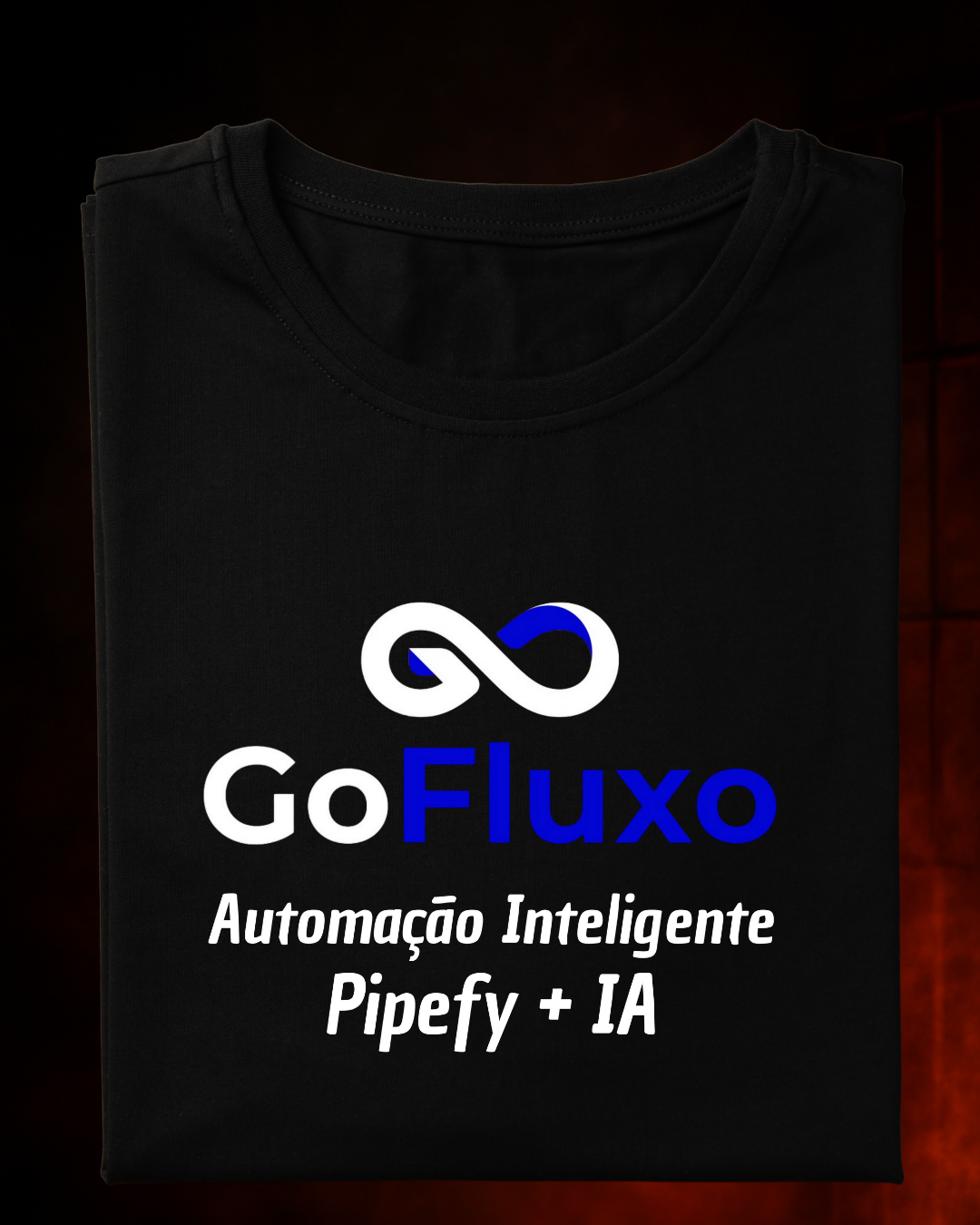 Camiseta “GoFluxo – Automação Inteligente Pipefy + IA” — Preta | 100% Algodão | Tamanhos P ao 4G