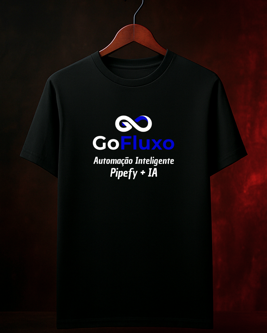 Camiseta “GoFluxo – Automação Inteligente Pipefy + IA” — Preta | 100% Algodão | Tamanhos P ao 4G