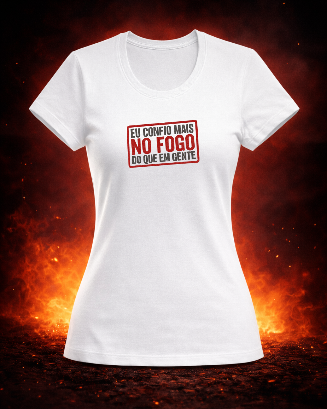 Camiseta Fé no Fogo Branca vista frontal - Smokey Wear