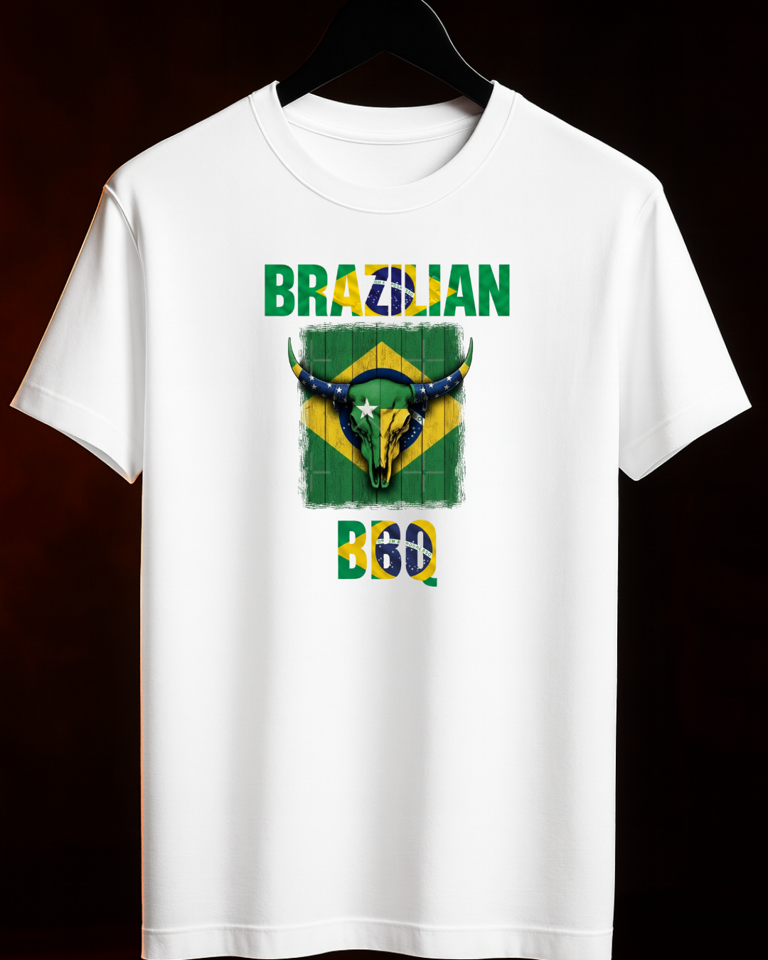 Camiseta Brazilian BBQ Raiz modelo masculino vista frontal - Smokey Wear