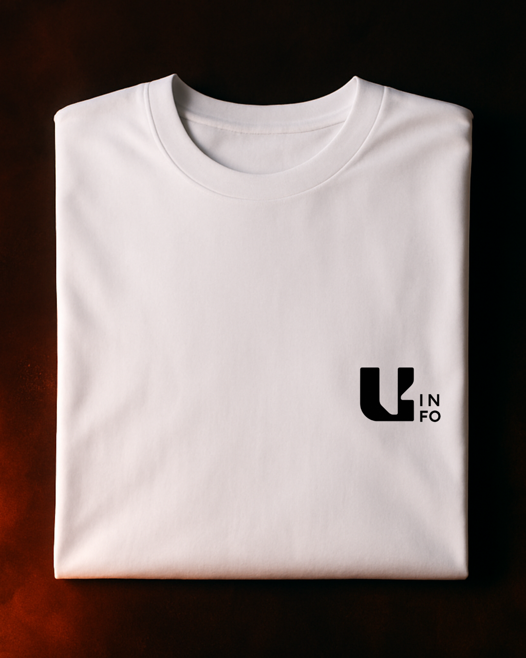 Camiseta “UNI INFO — Logo Pequeno Preto” | Branca | Masculina e Feminina | 100% Algodão | PP ao 4G