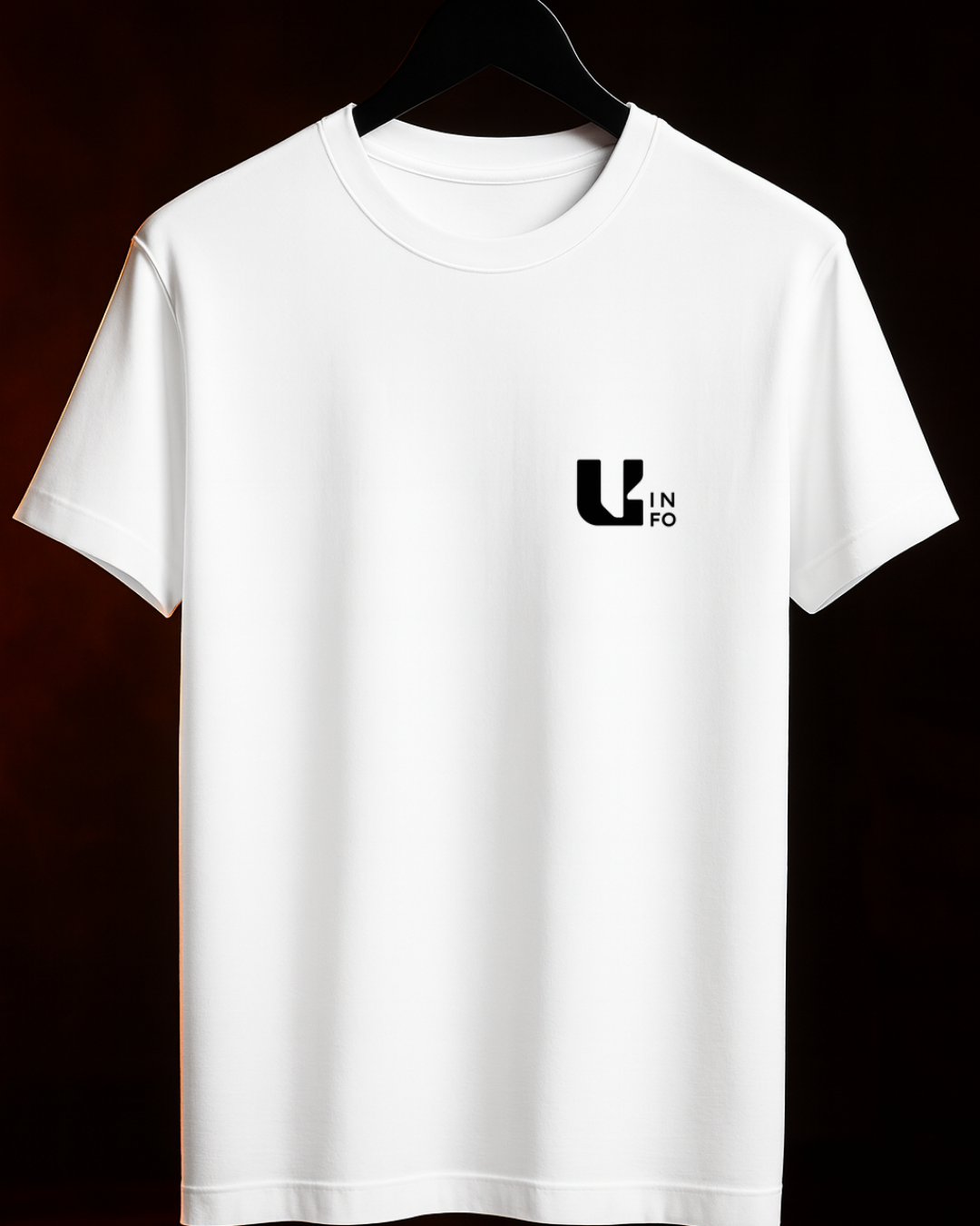 Camiseta “UNI INFO — Logo Pequeno Preto” | Branca | Masculina e Feminina | 100% Algodão | PP ao 4G