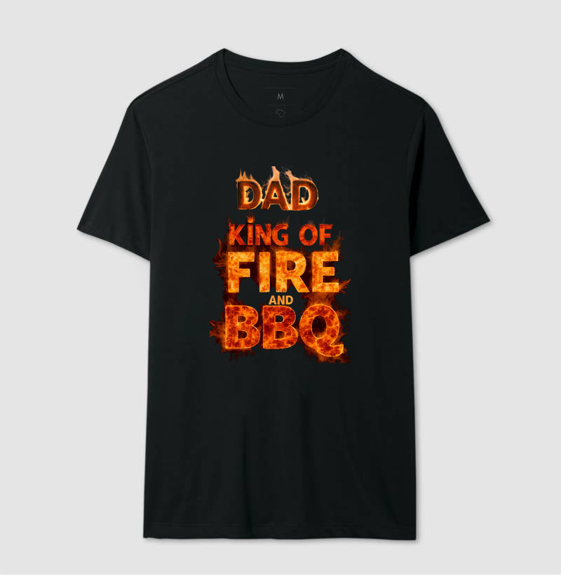 Camiseta  The Fire Dad Masculina Preta Algodão 100% Estampa Churrasco Tamanhos P ao 4G