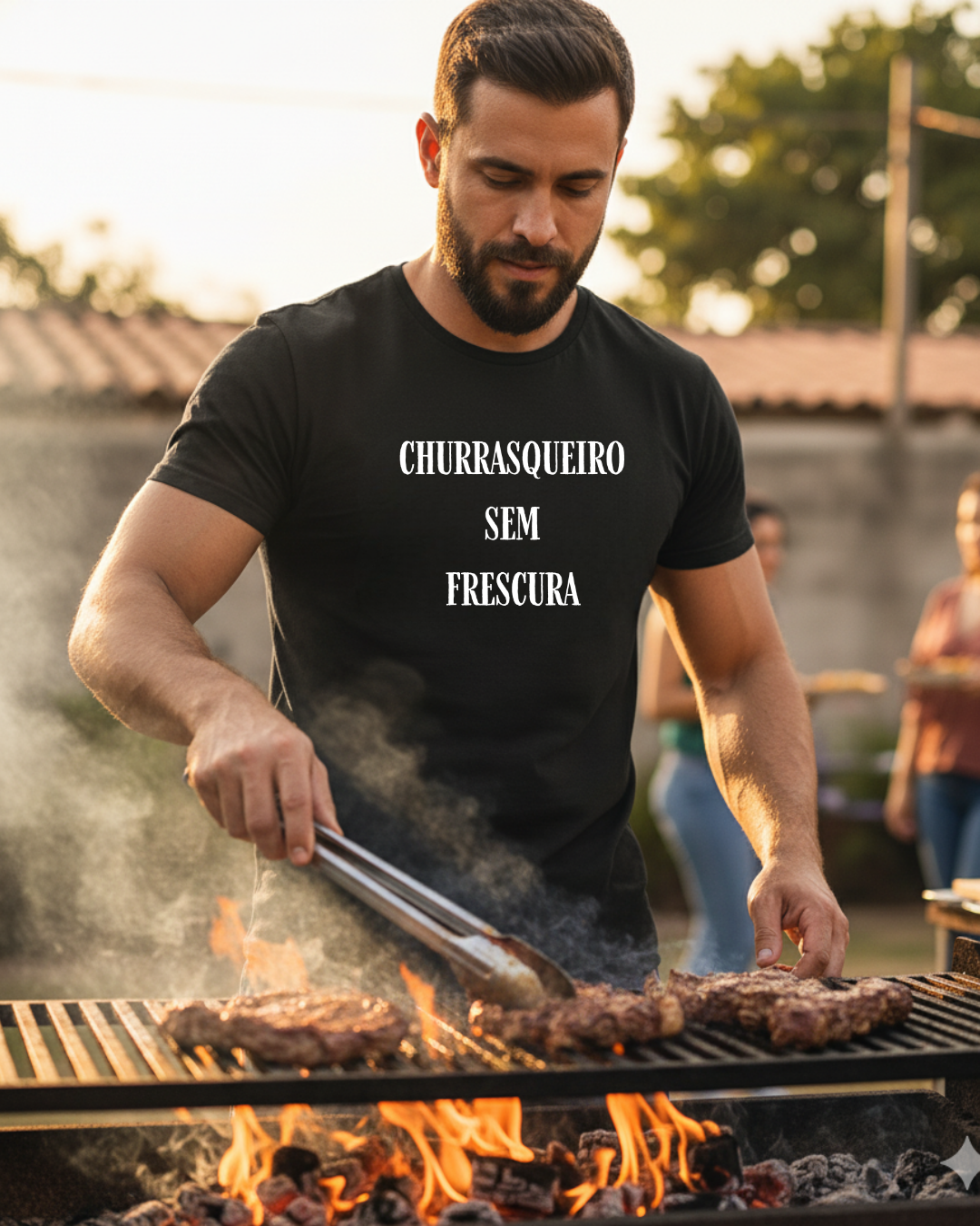Camiseta Churrasqueiro Raiz churrasco sem frescura preta masculina - Smokey Wear