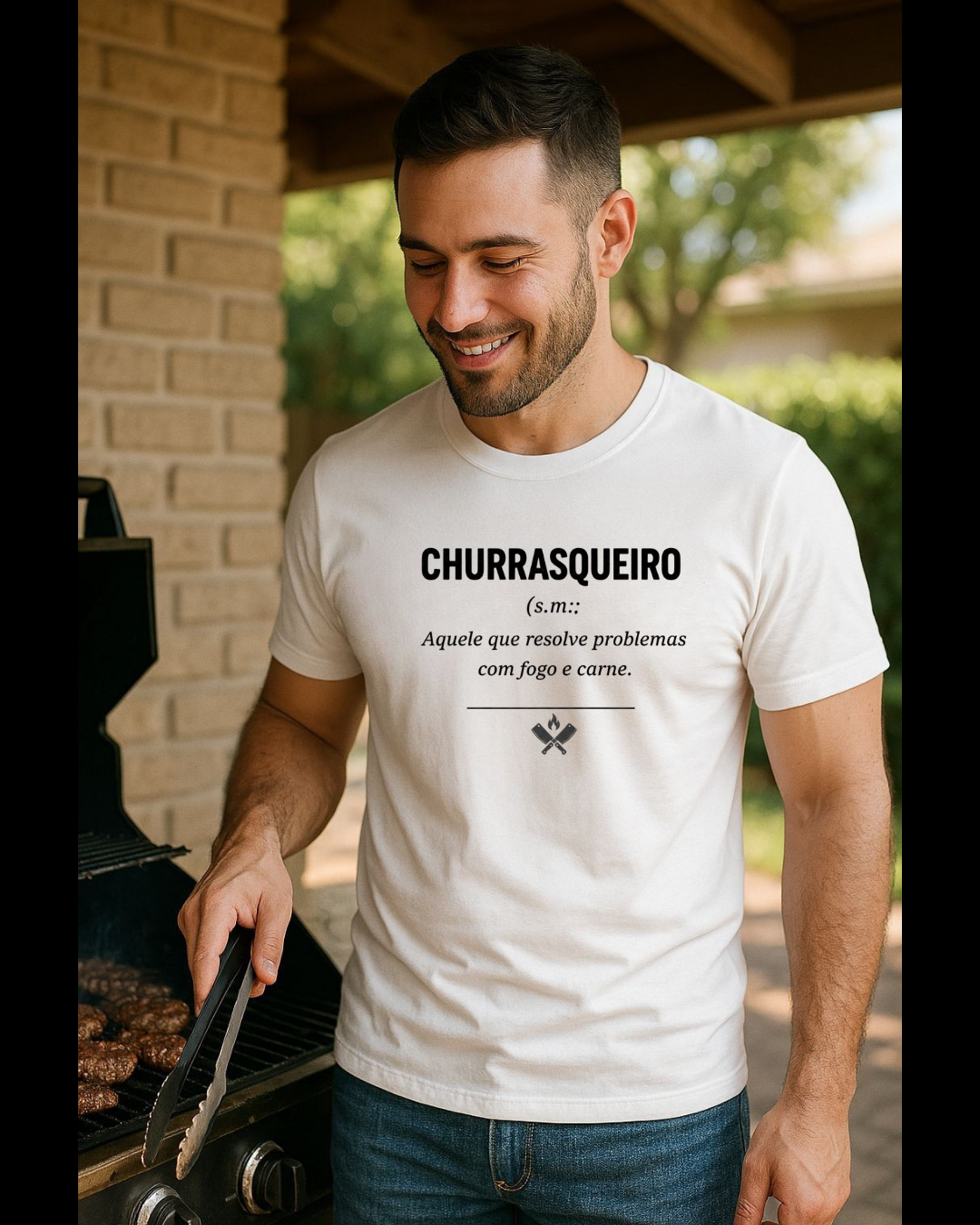 Camiseta Sou Churrasqueiro Branca BBQ masculina - Smokey Wear