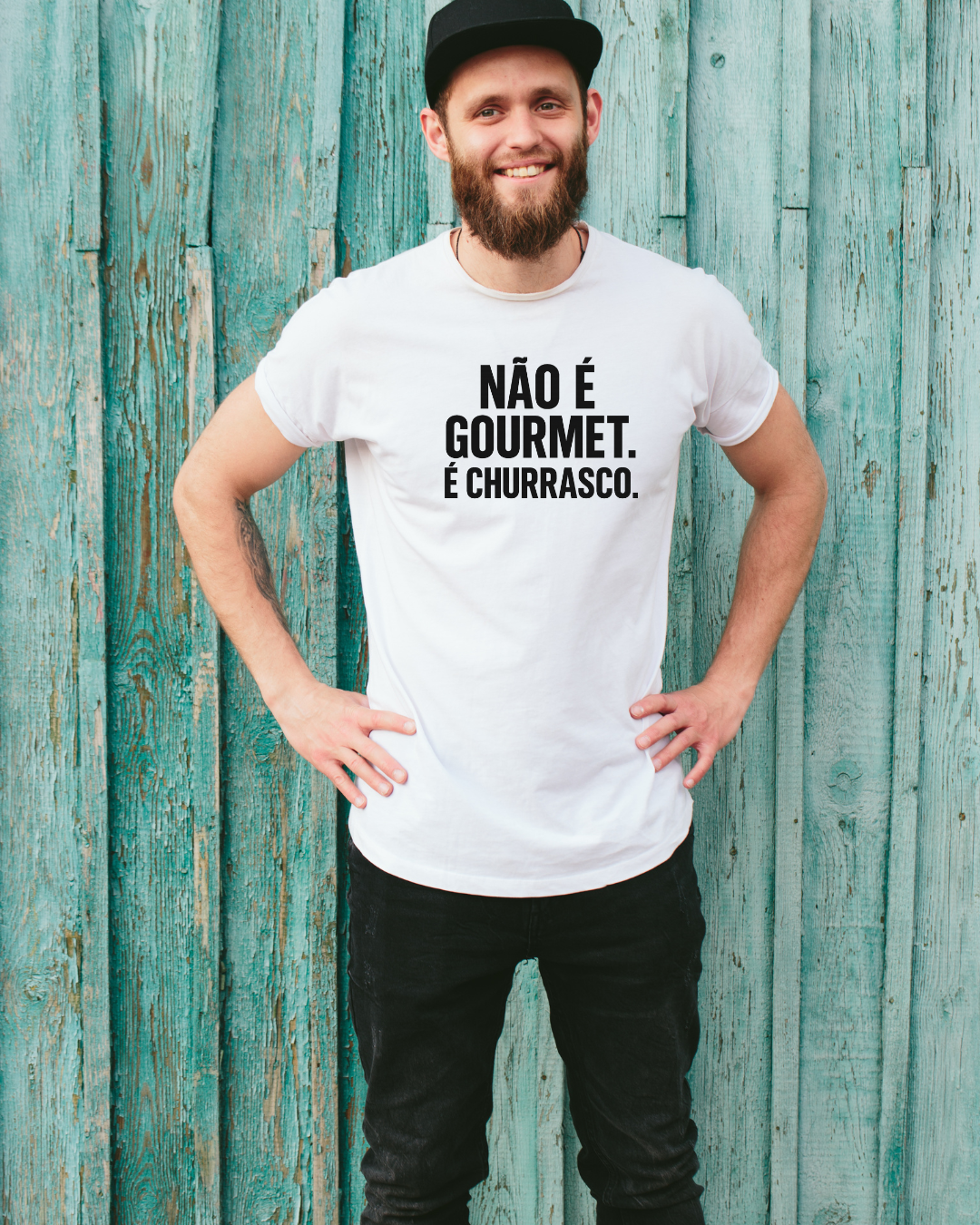 Camiseta É Churrasco Branca anti-gourmet branca masculina feminina - Smokey Wear