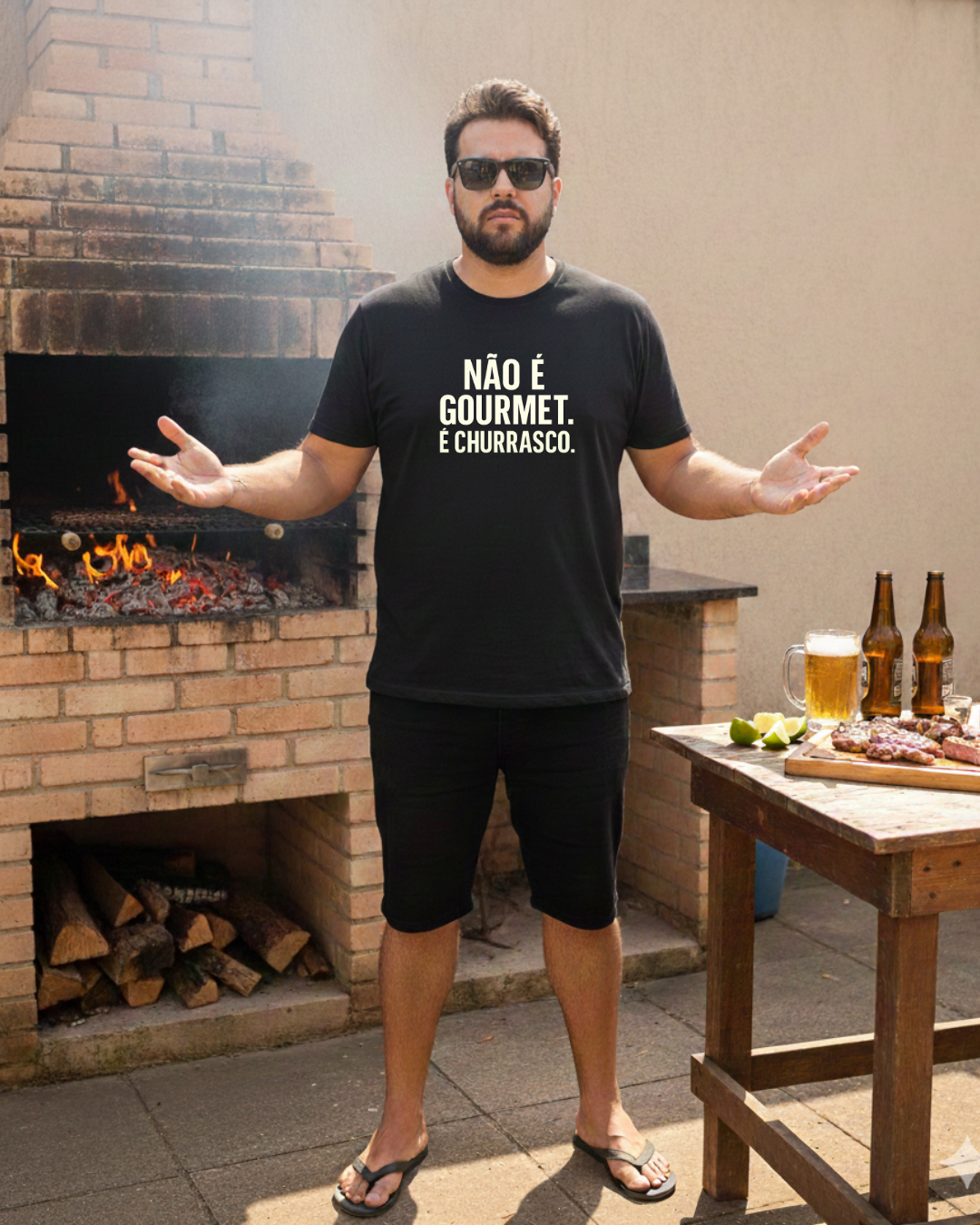 Camiseta É Churrasco Colorida anti-gourmet preta masculina feminina - Smokey Wear