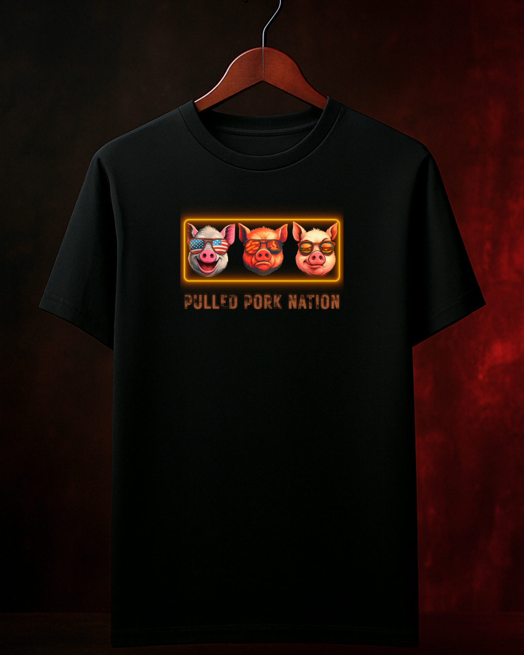 CAMISETA "PULLED PORK NATION" —  Preta| 100% Algodão | Tamanhos P ao 4G