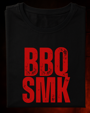 Camiseta BBQ SMK - Red Smokey Masculina Preta Algodão 100% Estampa Churrasco Tamanhos P ao 4G