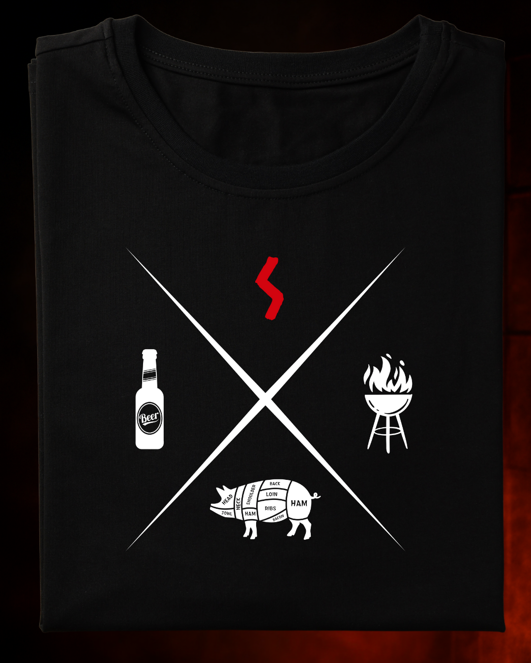 Camiseta Smoke & Swine Smokey Masculina  Algodão 100% Estampa Churrasco Tamanhos P ao 4G