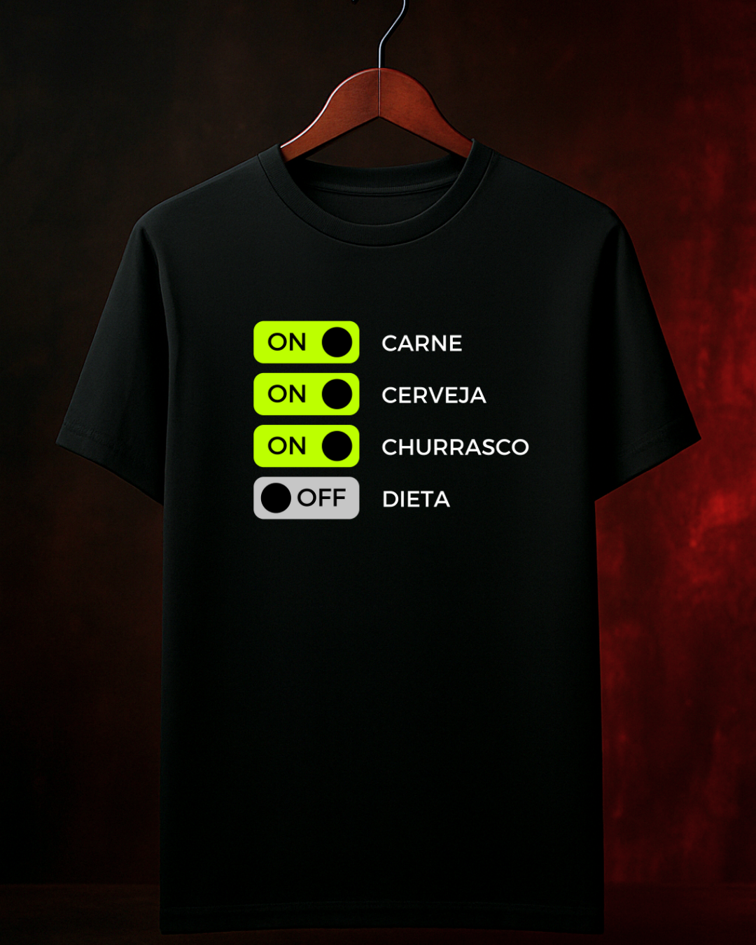 Camiseta Só o Essencial Masculina Preta Algodão 100% Estampa Churrasco Tamanhos P ao 4G