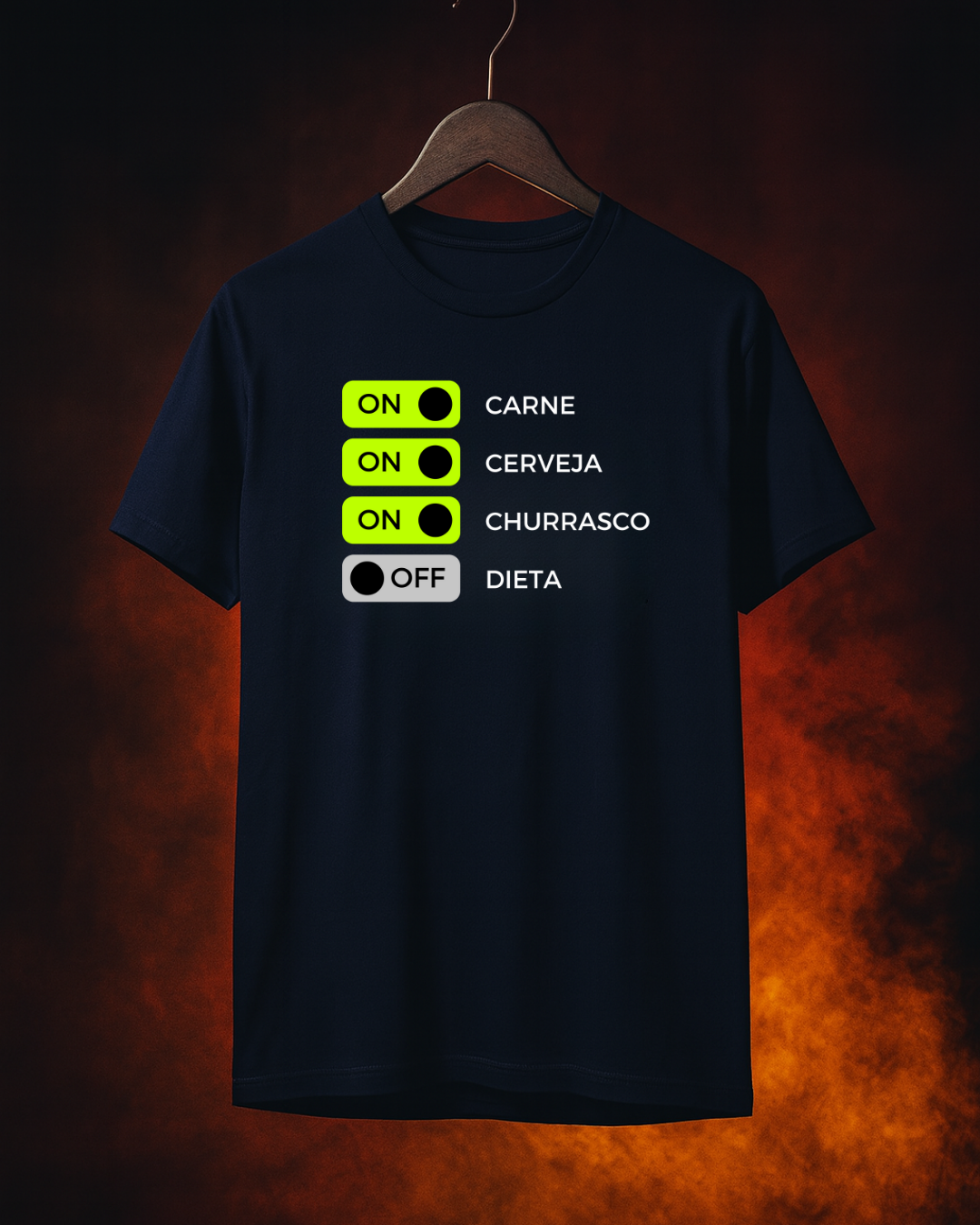 Camiseta Só o Essencial Masculina Preta Algodão 100% Estampa Churrasco Tamanhos P ao 4G