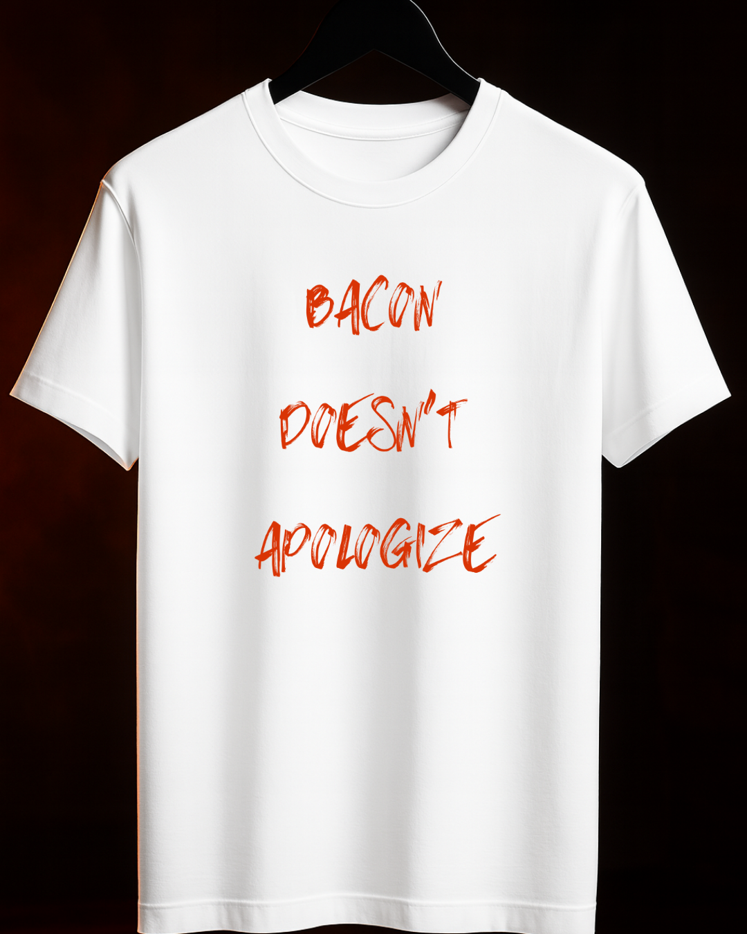 CAMISETA “UNAPOLOGETIC BACON” — PRETA ou BRANCA| 100% Algodão | Tamanhos P ao 4G