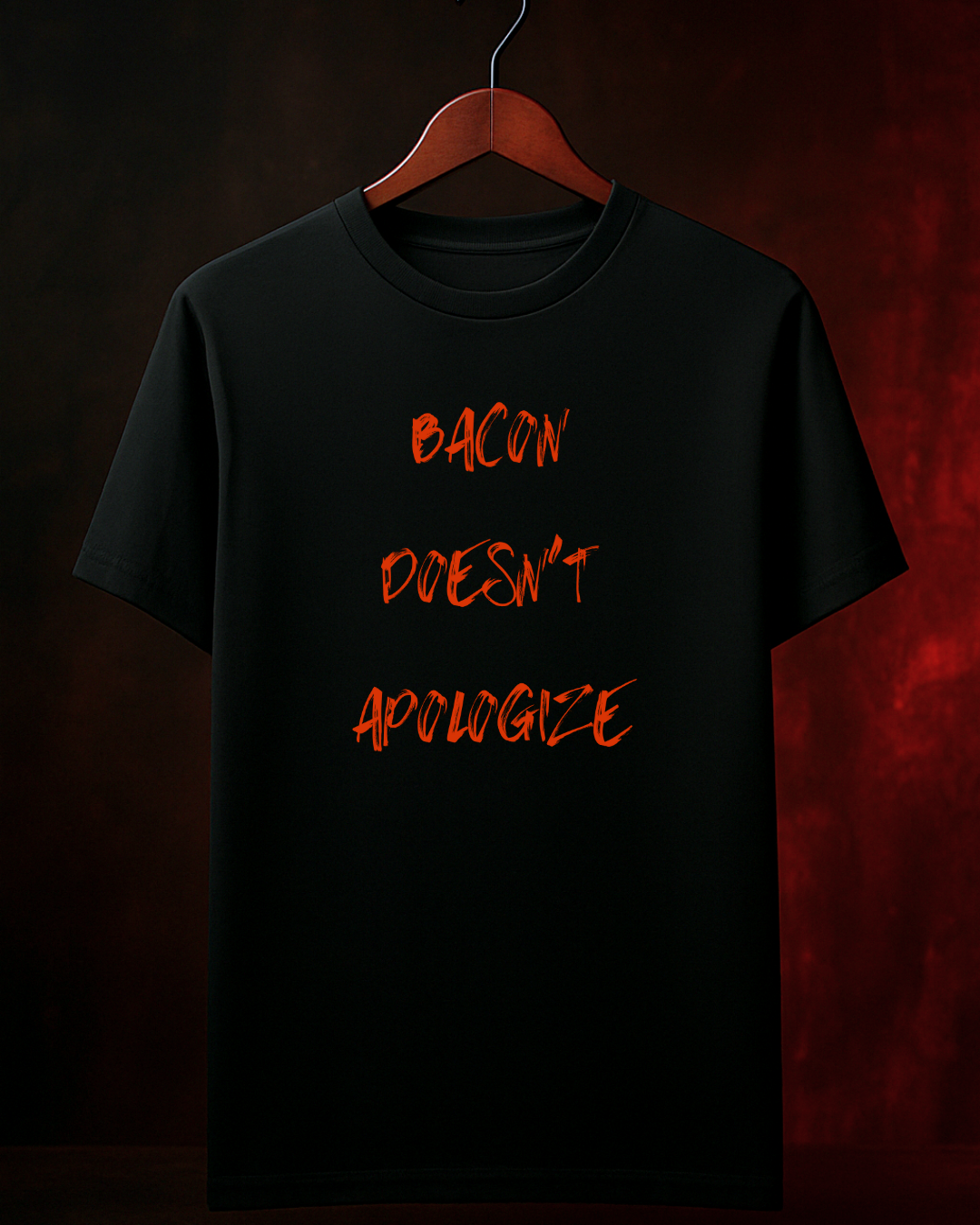CAMISETA “UNAPOLOGETIC BACON” — PRETA ou BRANCA| 100% Algodão | Tamanhos P ao 4G